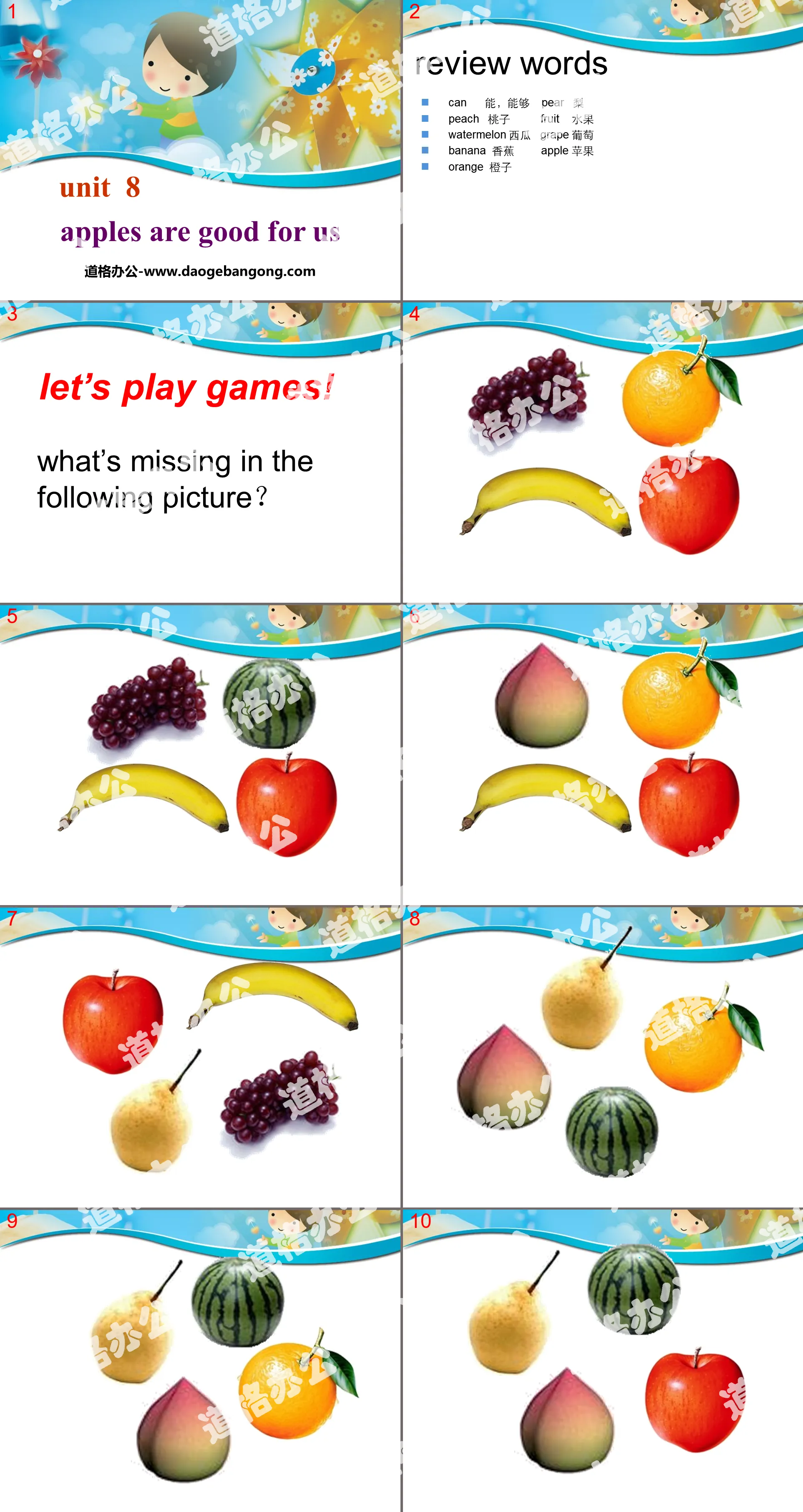 "Apples are good for us" PPT courseware