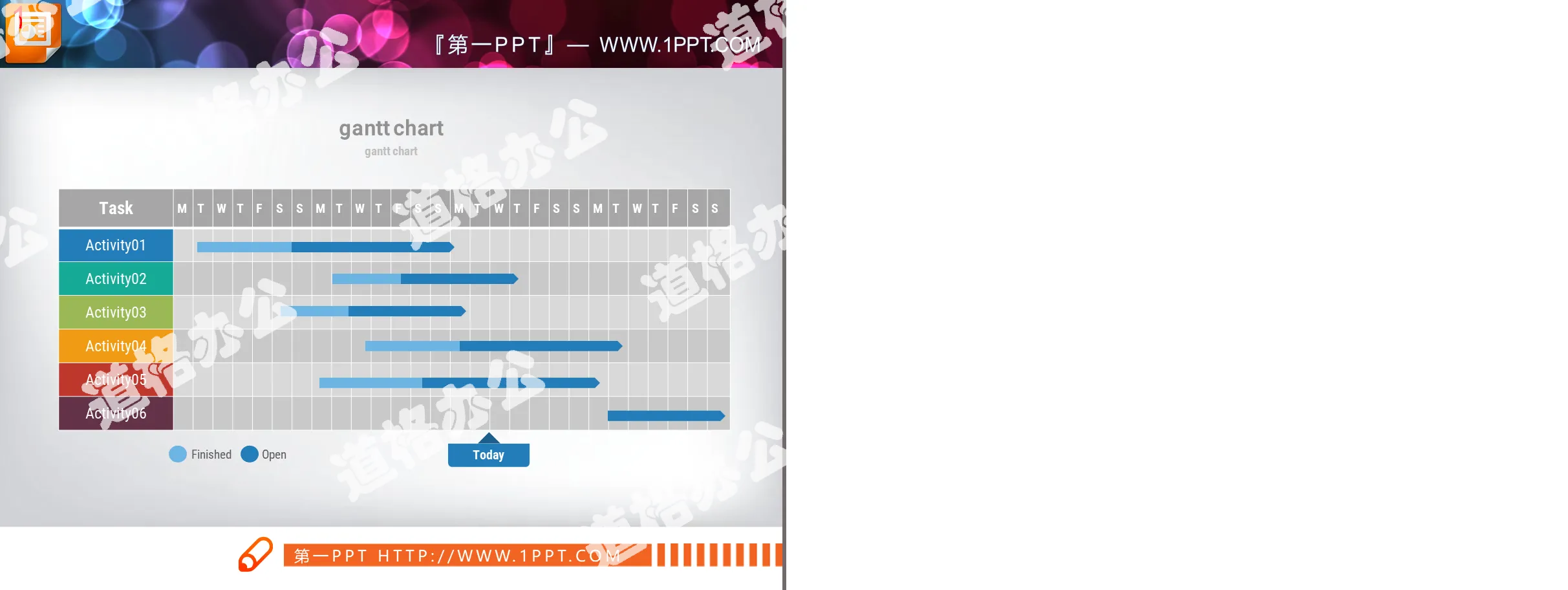 彩色实用PPT甘特图