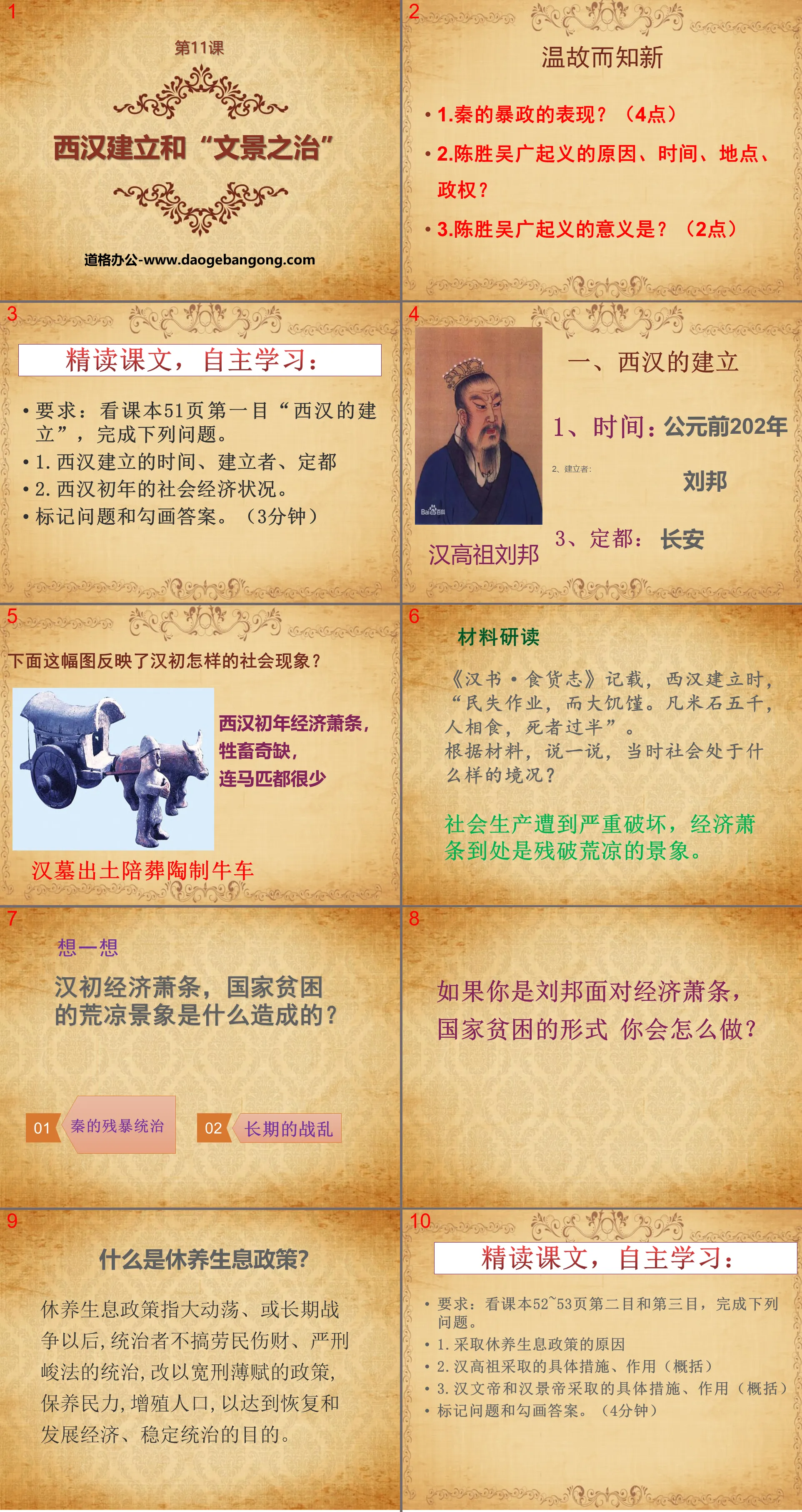"The Establishment of the Western Han Dynasty and the "Government of Wenjing"" PPT courseware