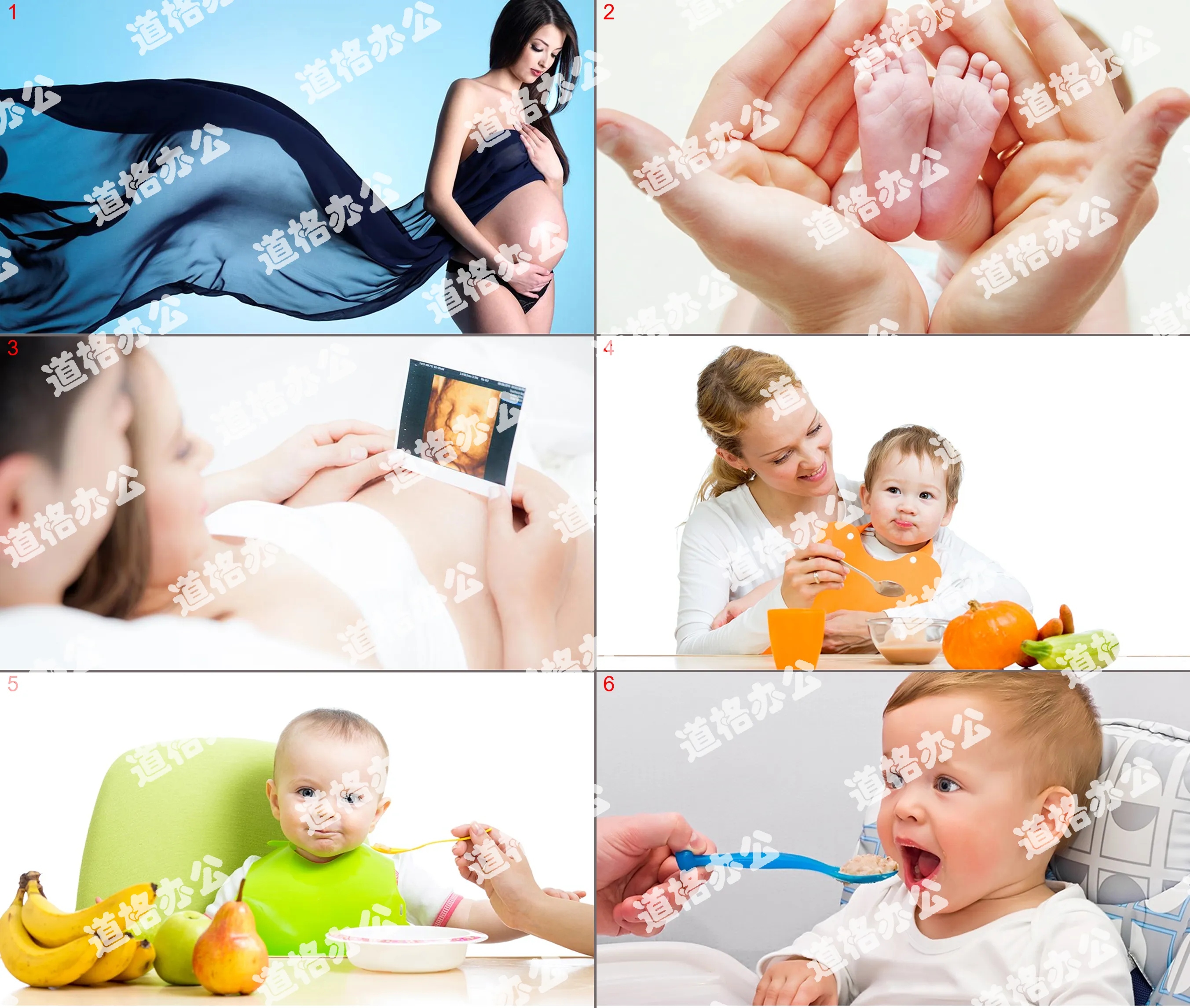 6 Mommy baby mother and baby parent-child PPT background pictures