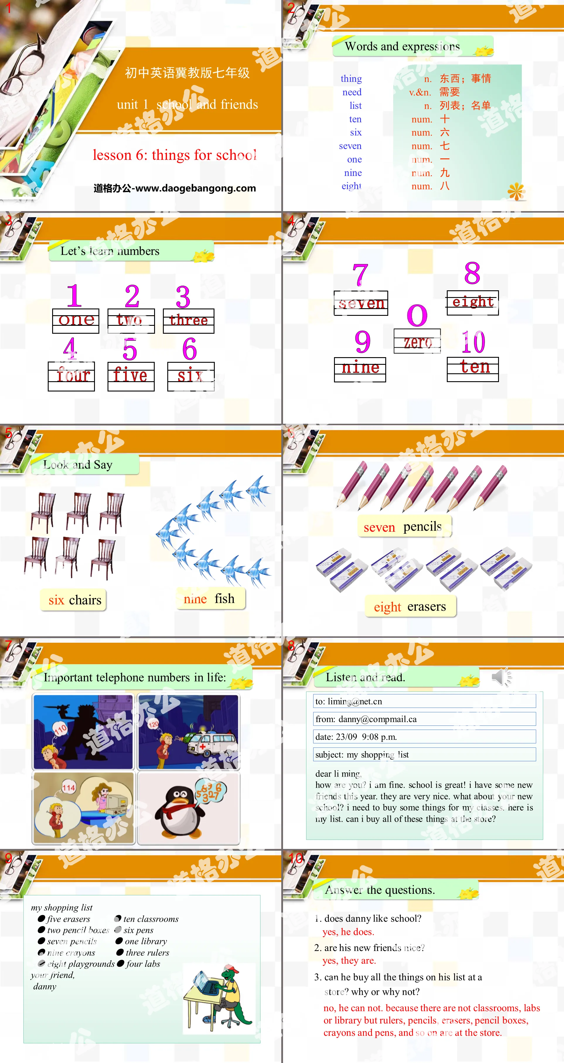 《Things for school》School and Friends PPT課件