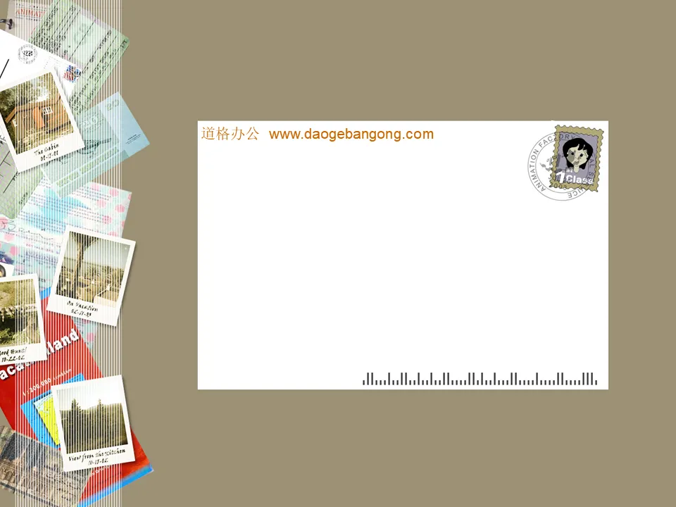 Cartoon postcard PPT template download