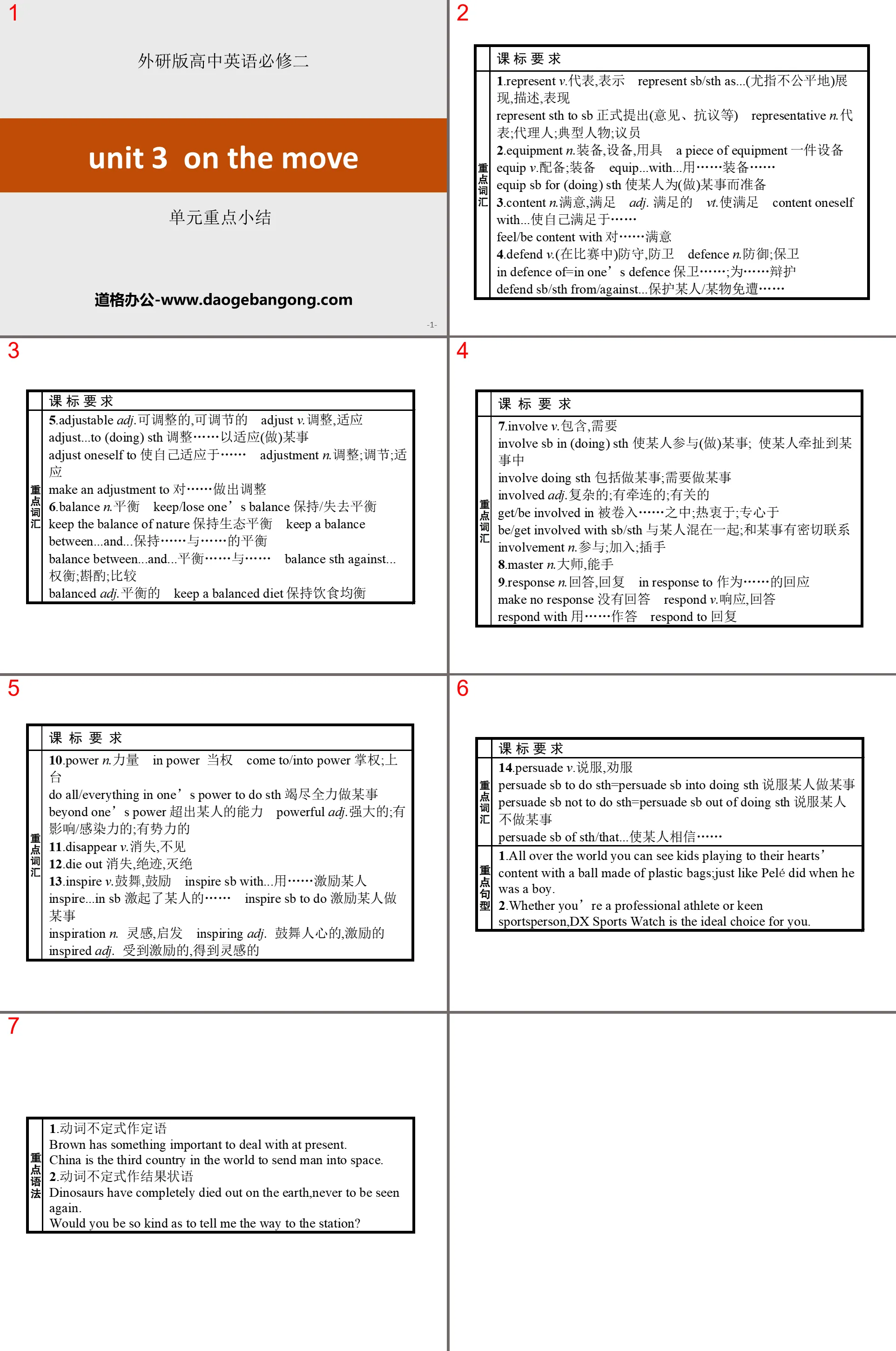 《On the move》单元重点小结PPT