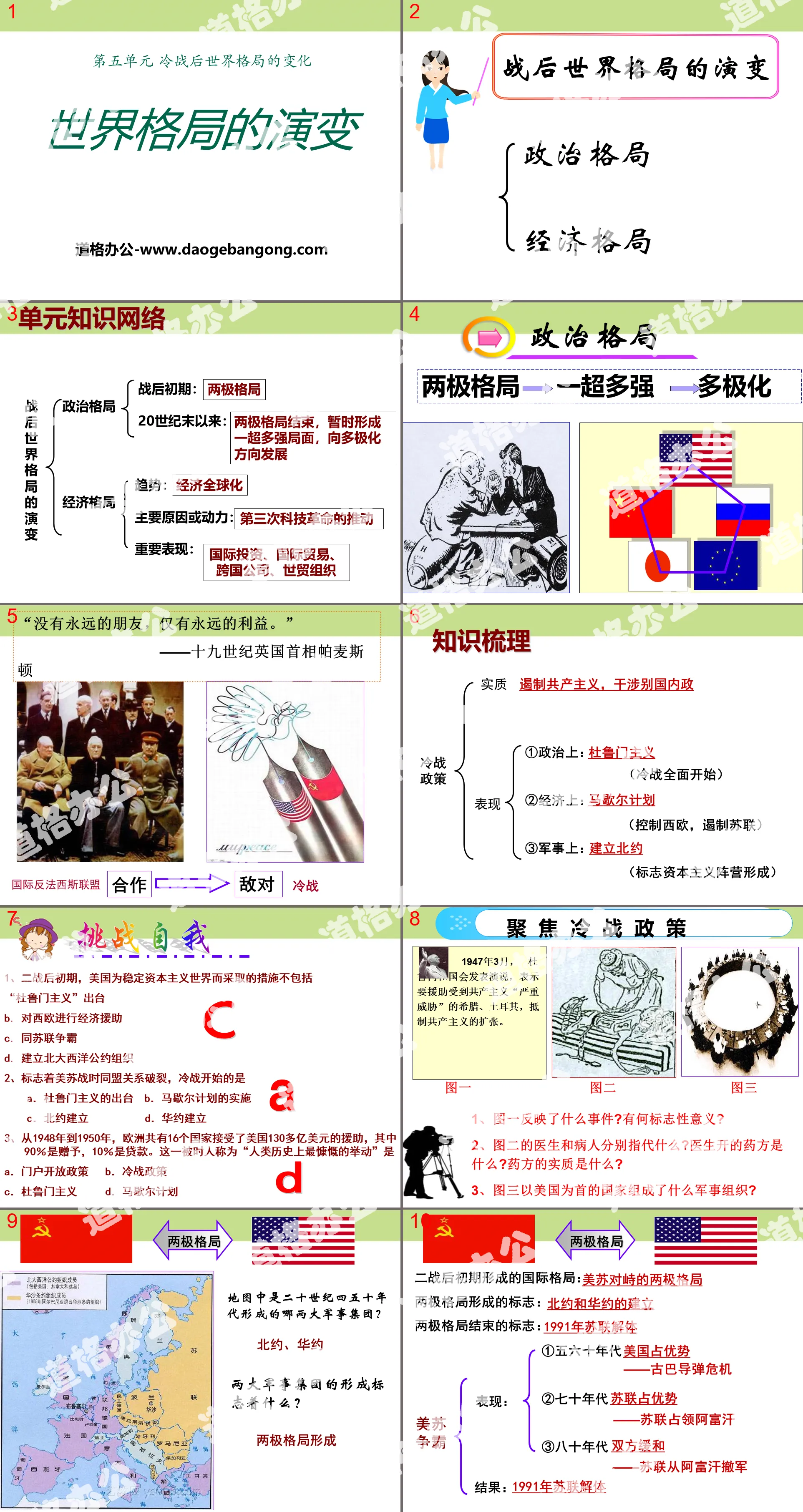 "The Evolution of the World Pattern" PPT courseware on the changes in the world pattern after the Cold War