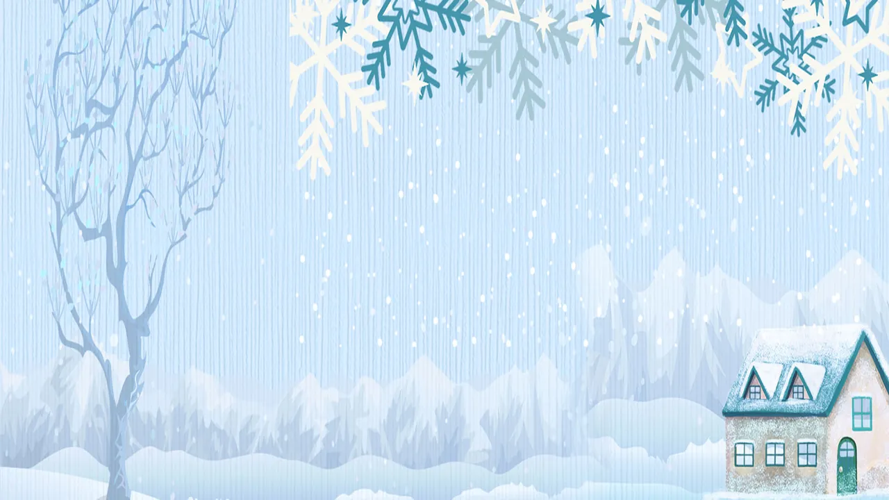 Two cartoon winter forest small house PPT background pictures