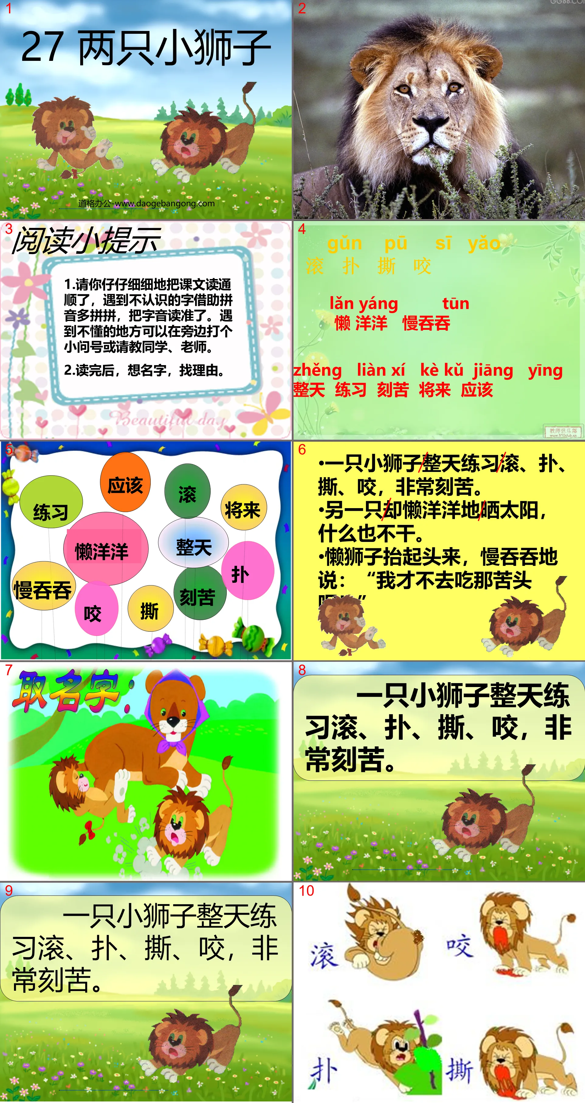 "Two Little Lions" PPT Courseware 6