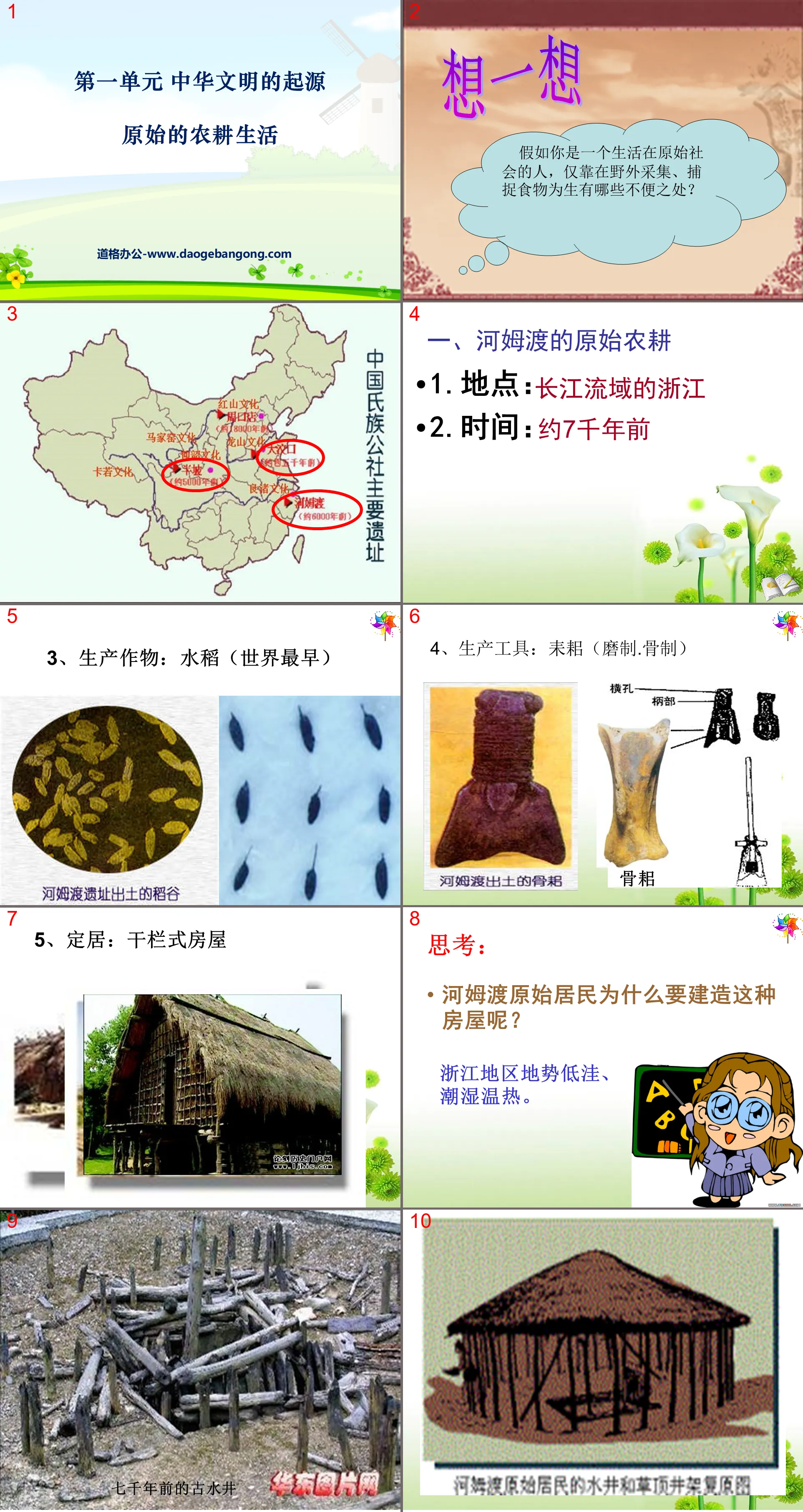 "Primitive Farming Life" The Origin of Chinese Civilization PPT Courseware 6