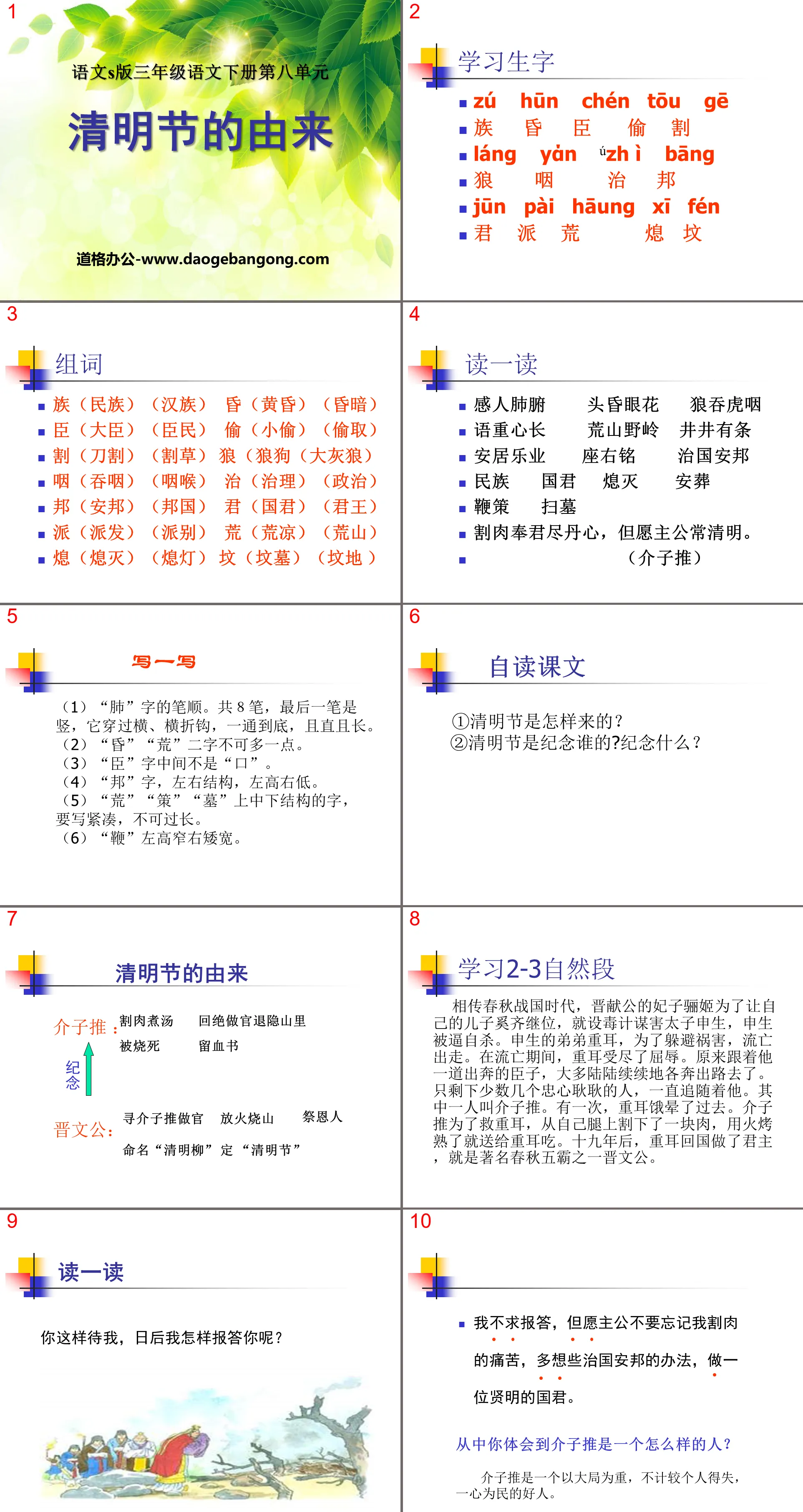 "The Origin of Qingming Festival" PPT courseware