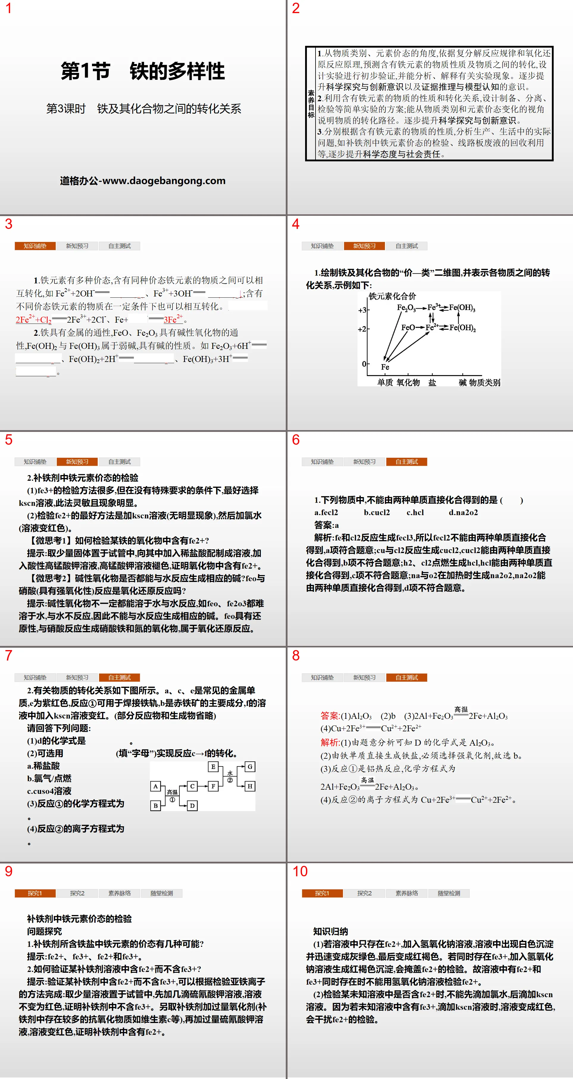 《铁的多样性》物质的性质与转化PPT课件(第3课时铁及其化合物之间的转化关系)
