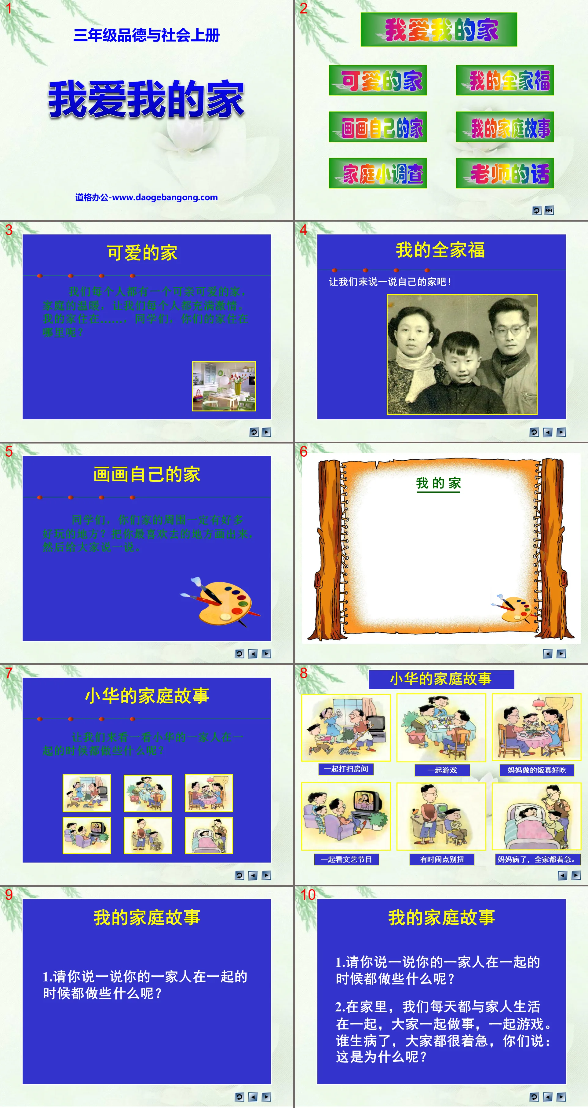 "I Love My Home" Family School Community PPT Courseware 2