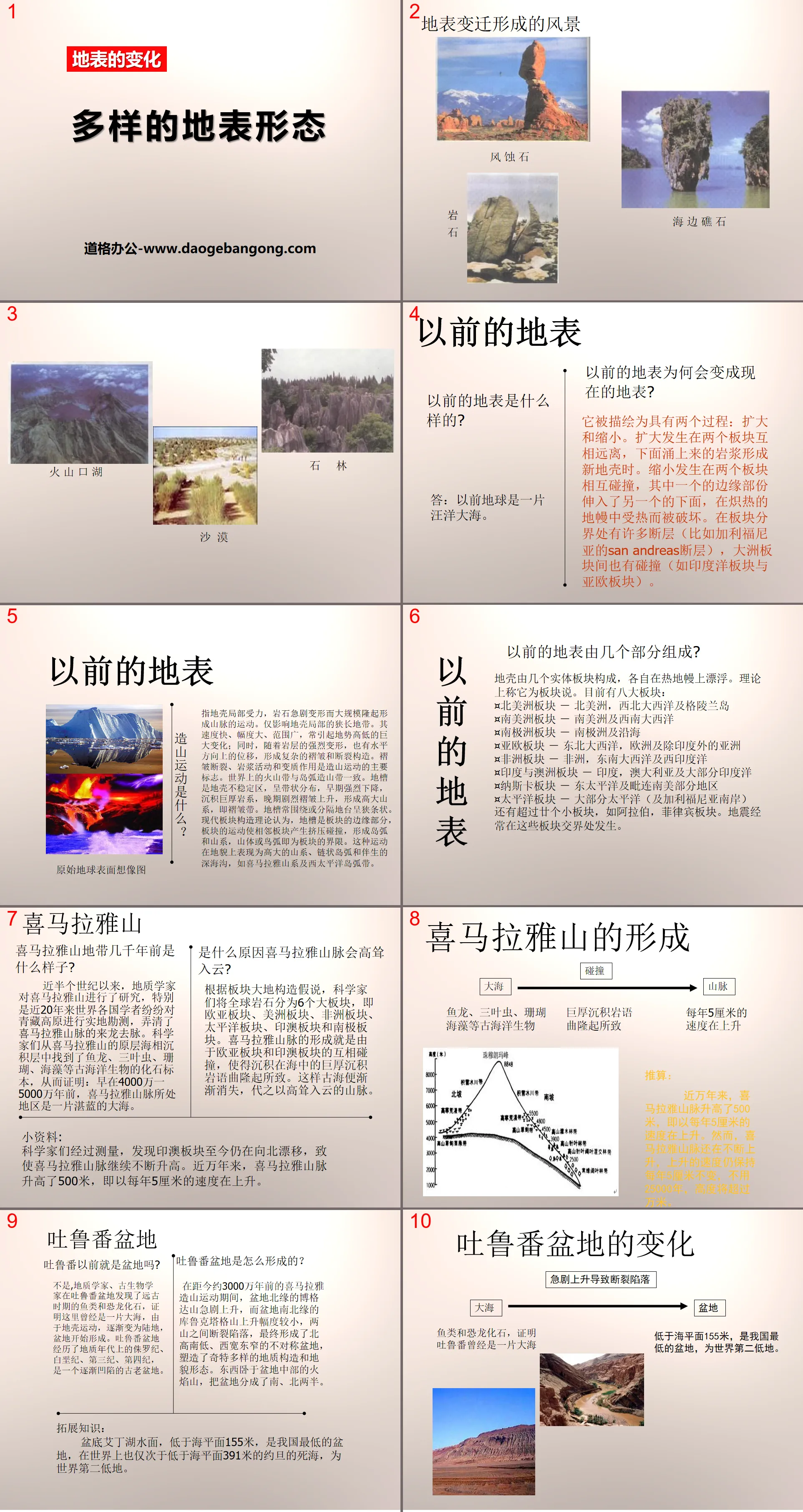 "Diverse Surface Forms" Changes in the Earth's Surface PPT Courseware 2