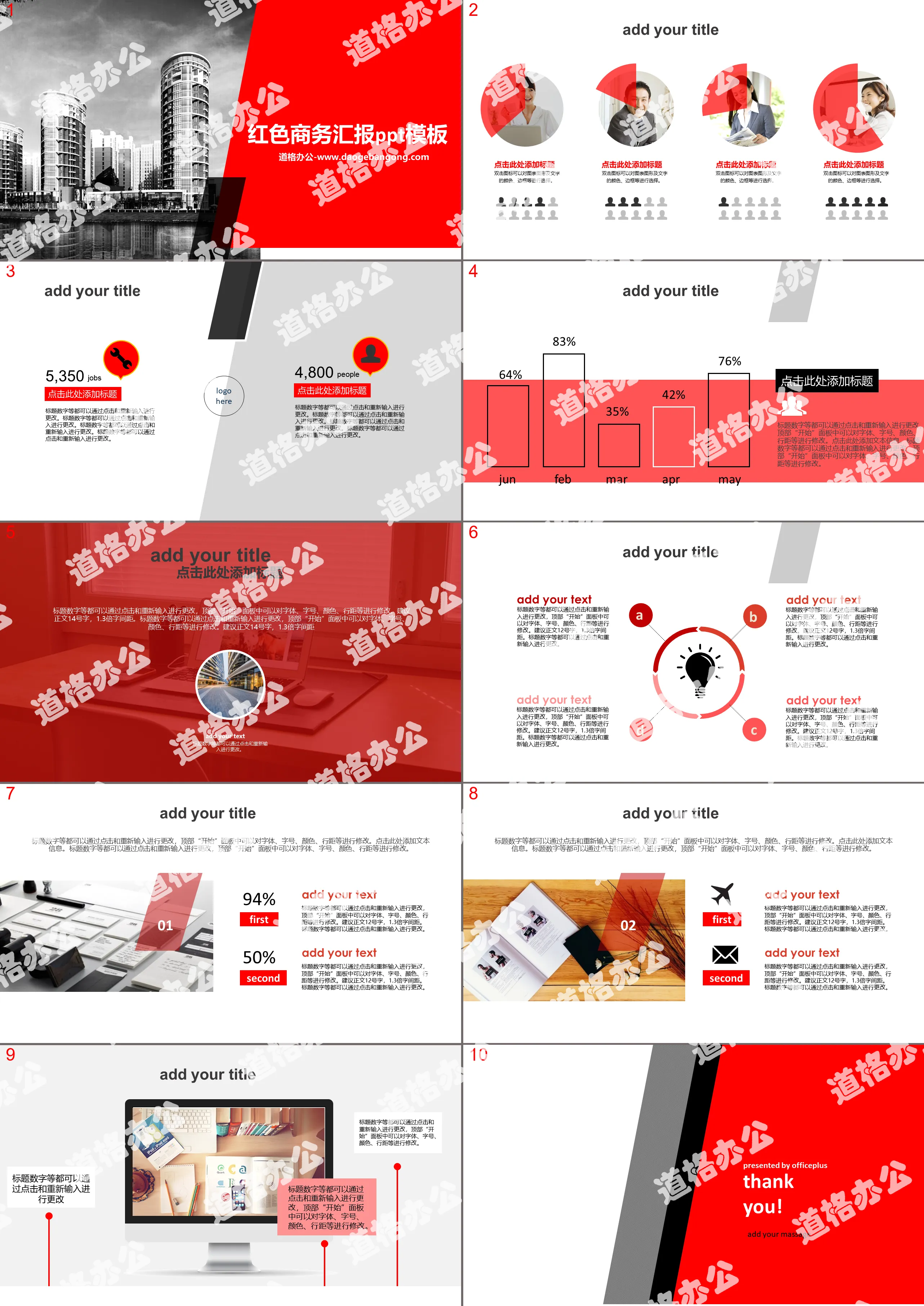 Red business report PPT template