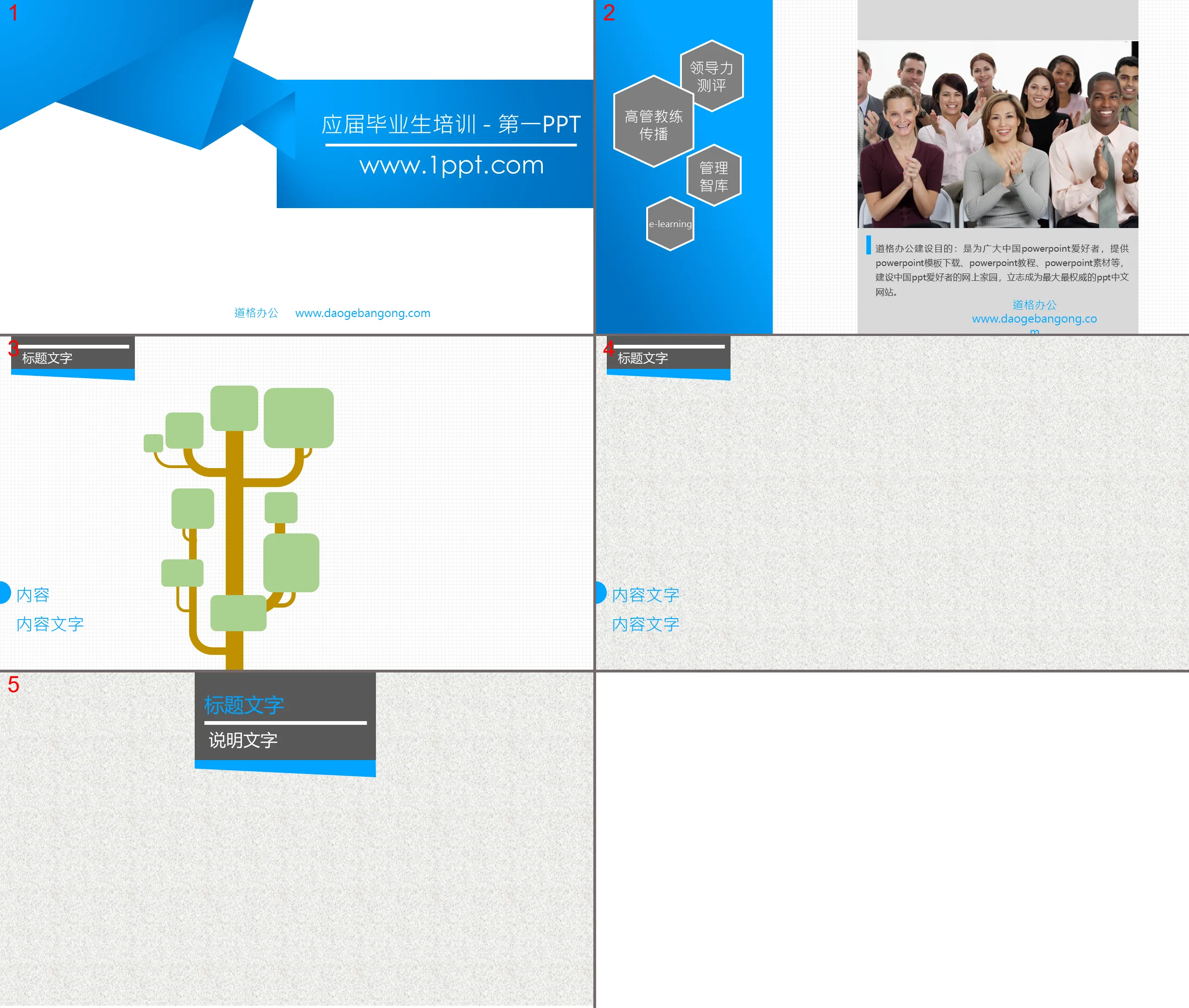 Blue sharp fresh graduates training PPT template (2)