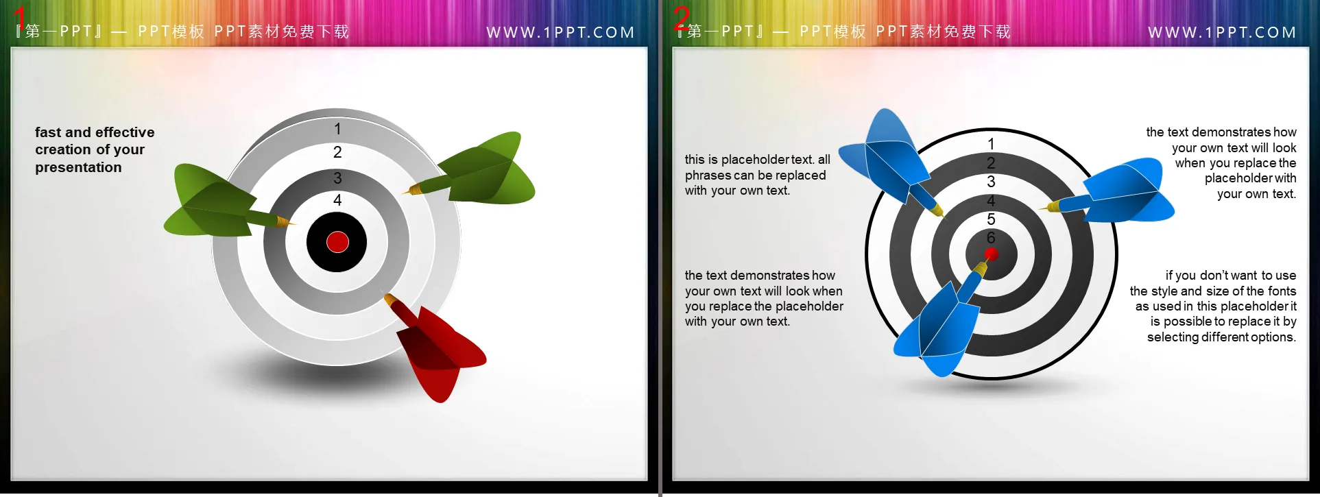 Deux matériaux PPT de fléchettes 3D exquis