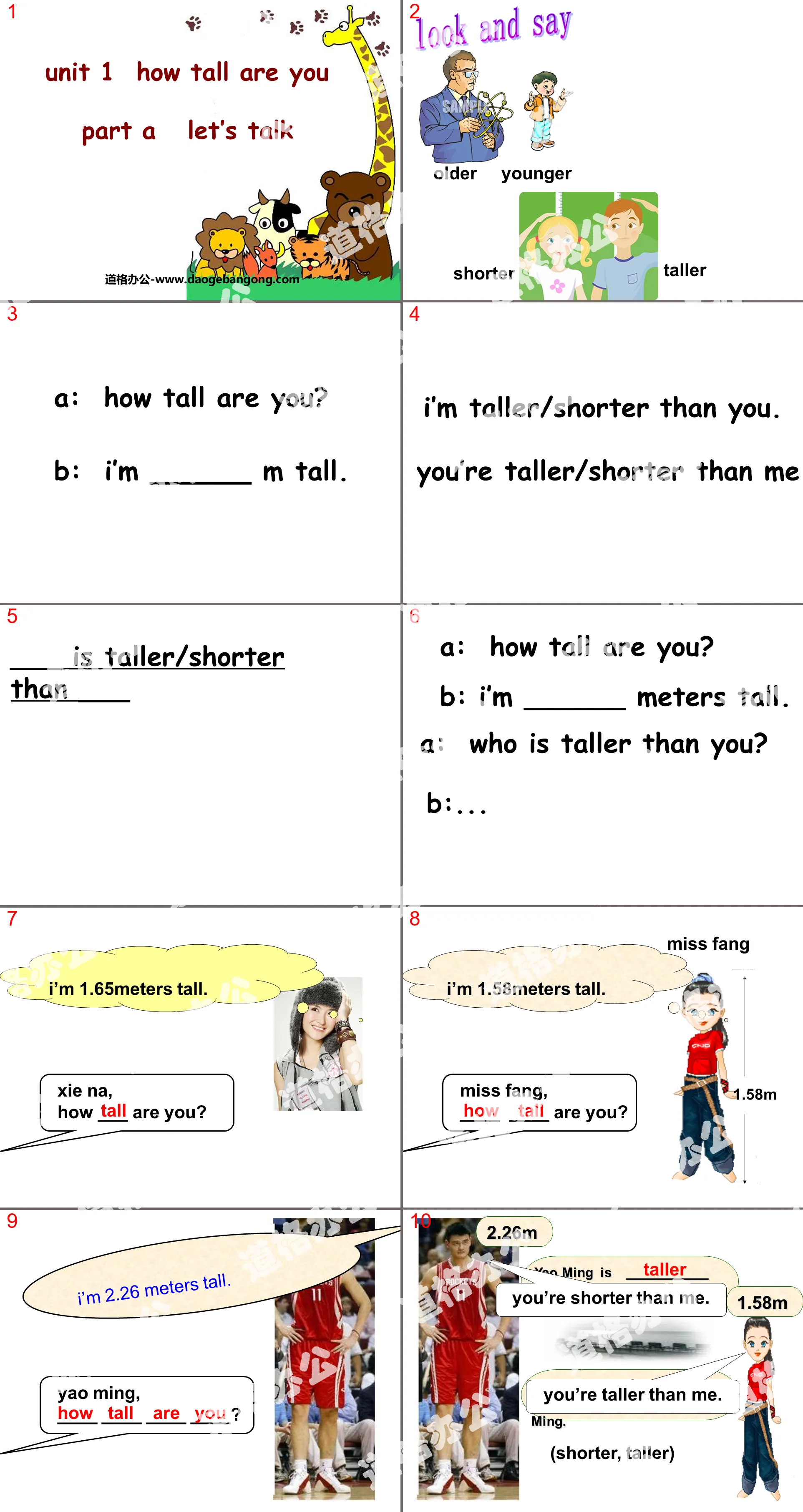 "How Tall Are You" PPT courseware for the third lesson