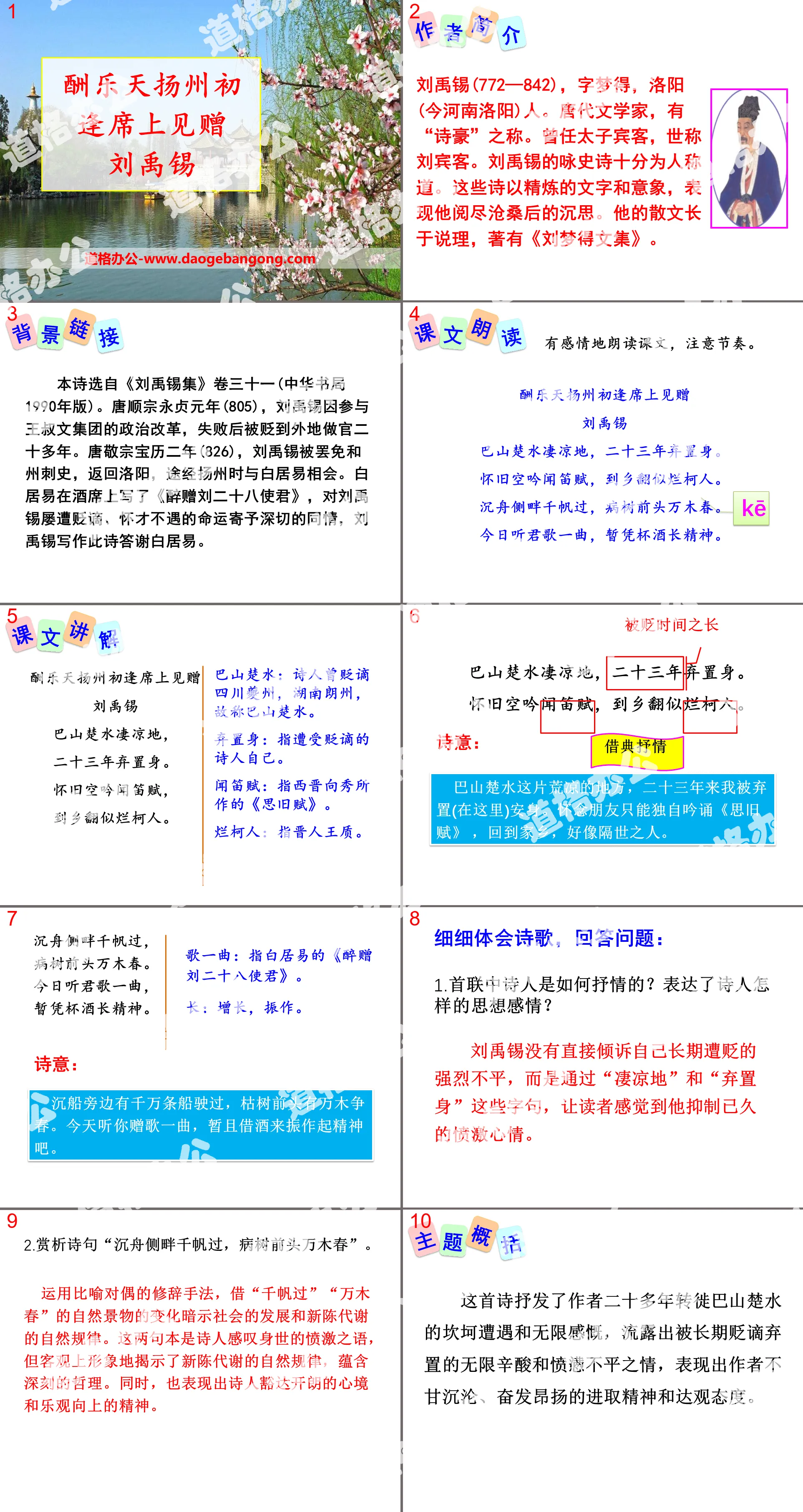 《酬樂天揚州初逢席上見贈》PPT課件