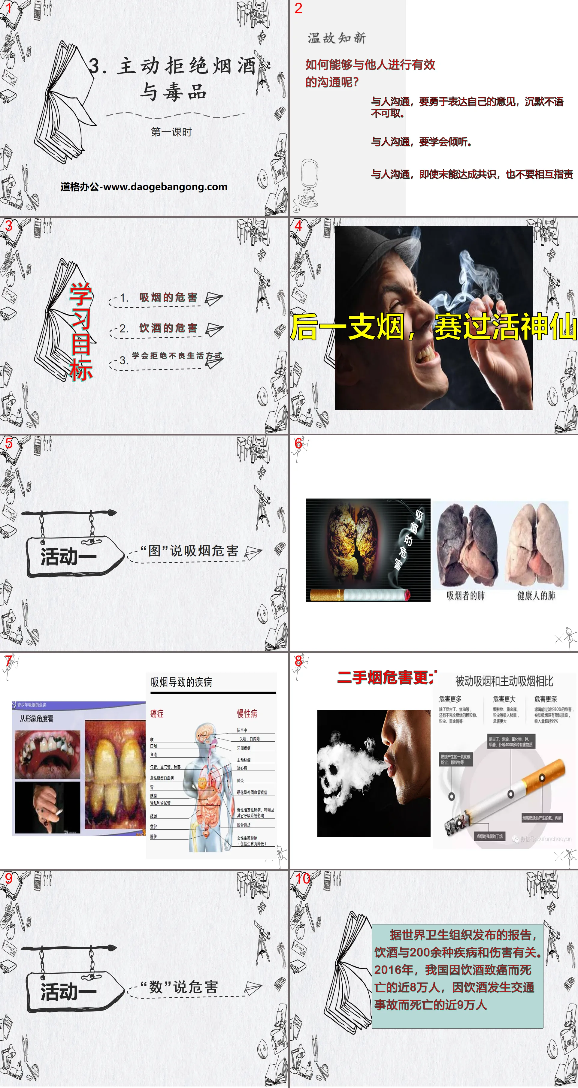 《主动拒绝烟酒与毒品》面对成长中的新问题PPT(第一课时)
