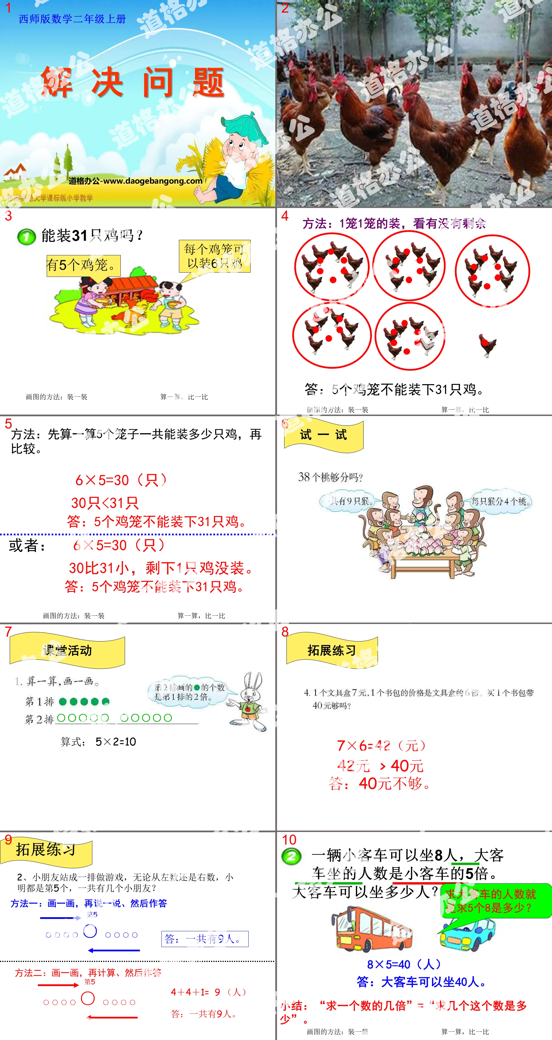 "Problem Solving" Division in Tables PPT Courseware 3