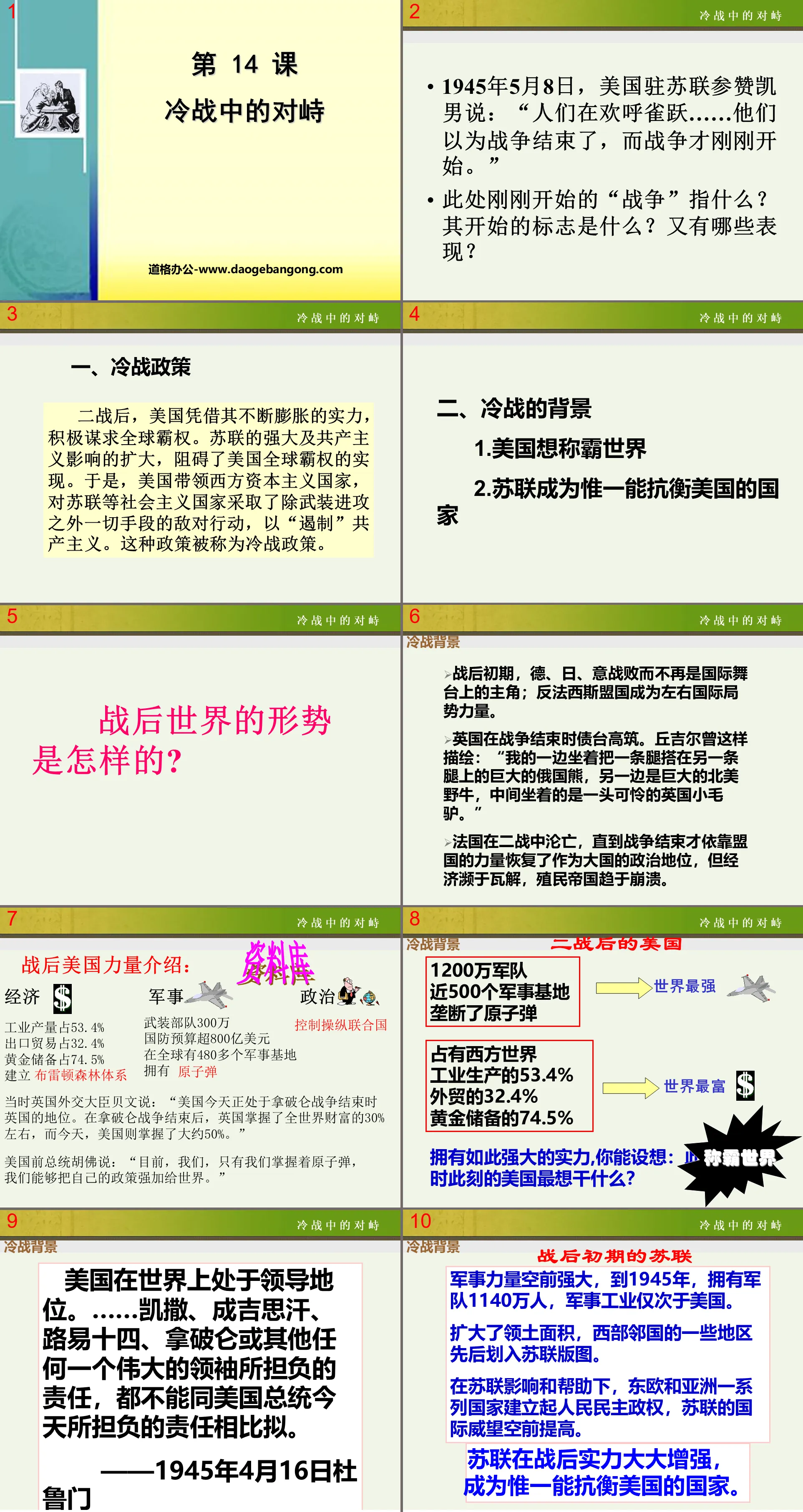 《冷战中的对峙》战后世界格局的演变PPT课件
