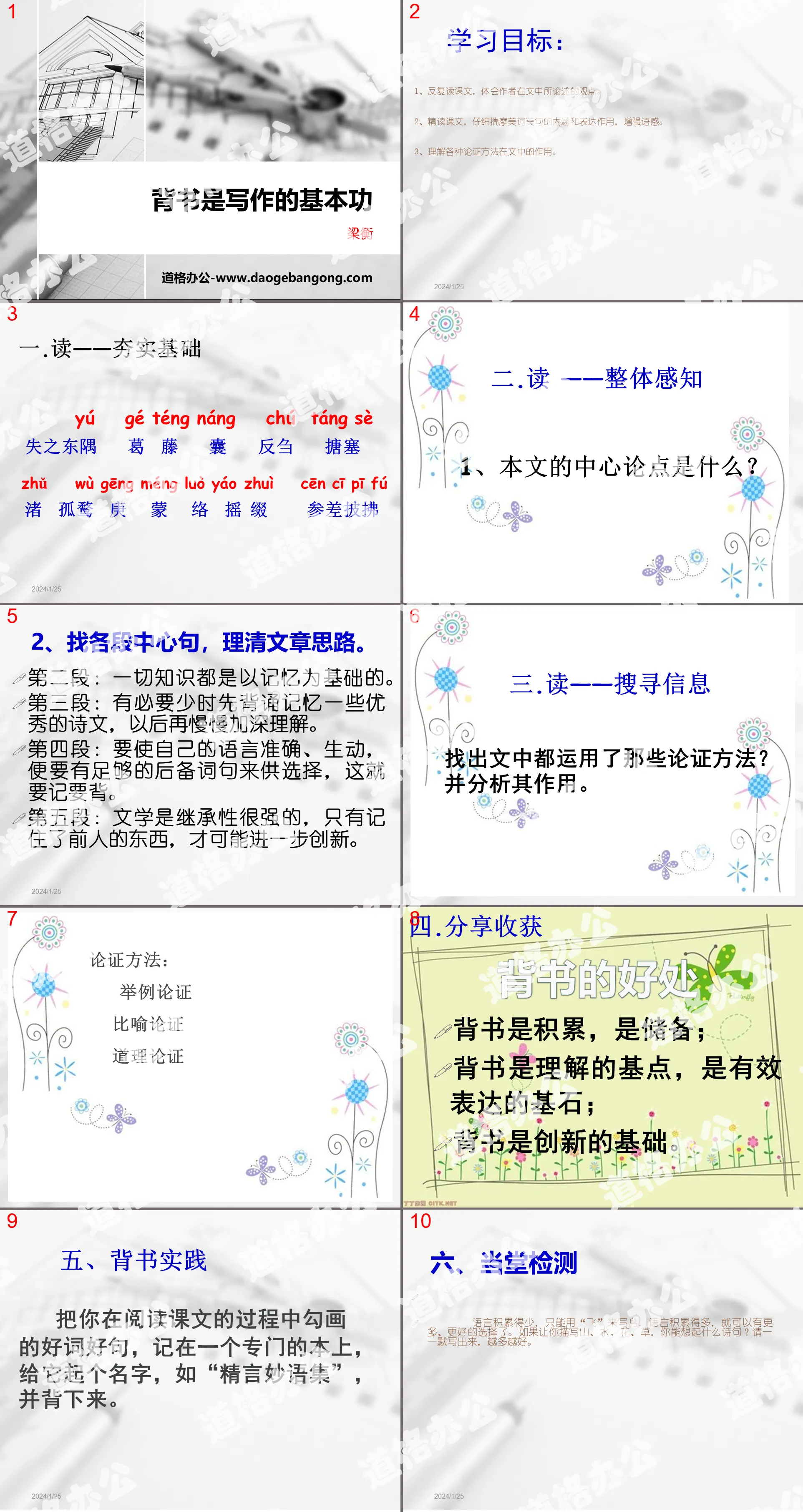 《背書是寫作的基本功》PPT