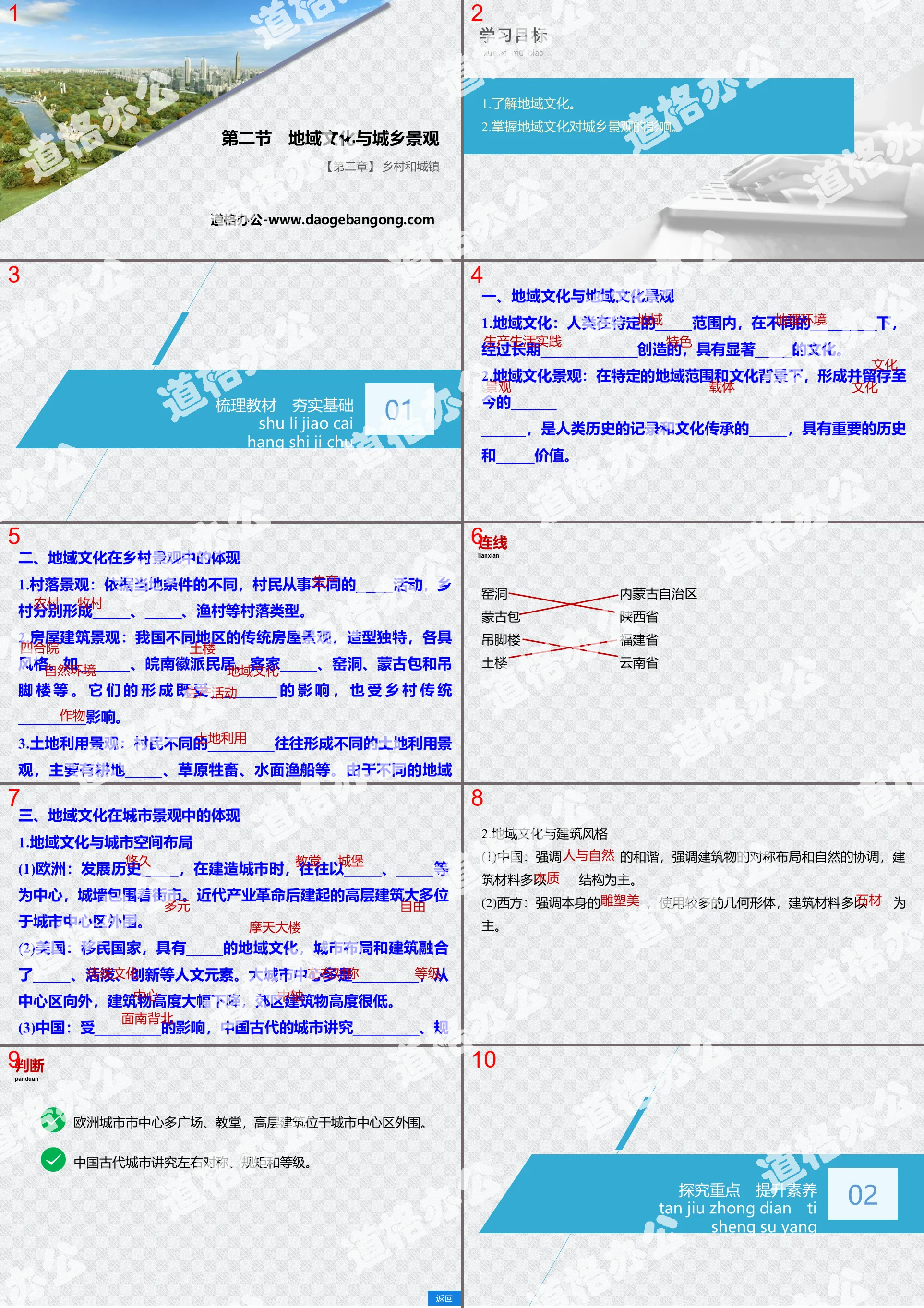 "Regional Culture and Urban and Rural Landscape" Rural and Urban PPT Excellent Courseware