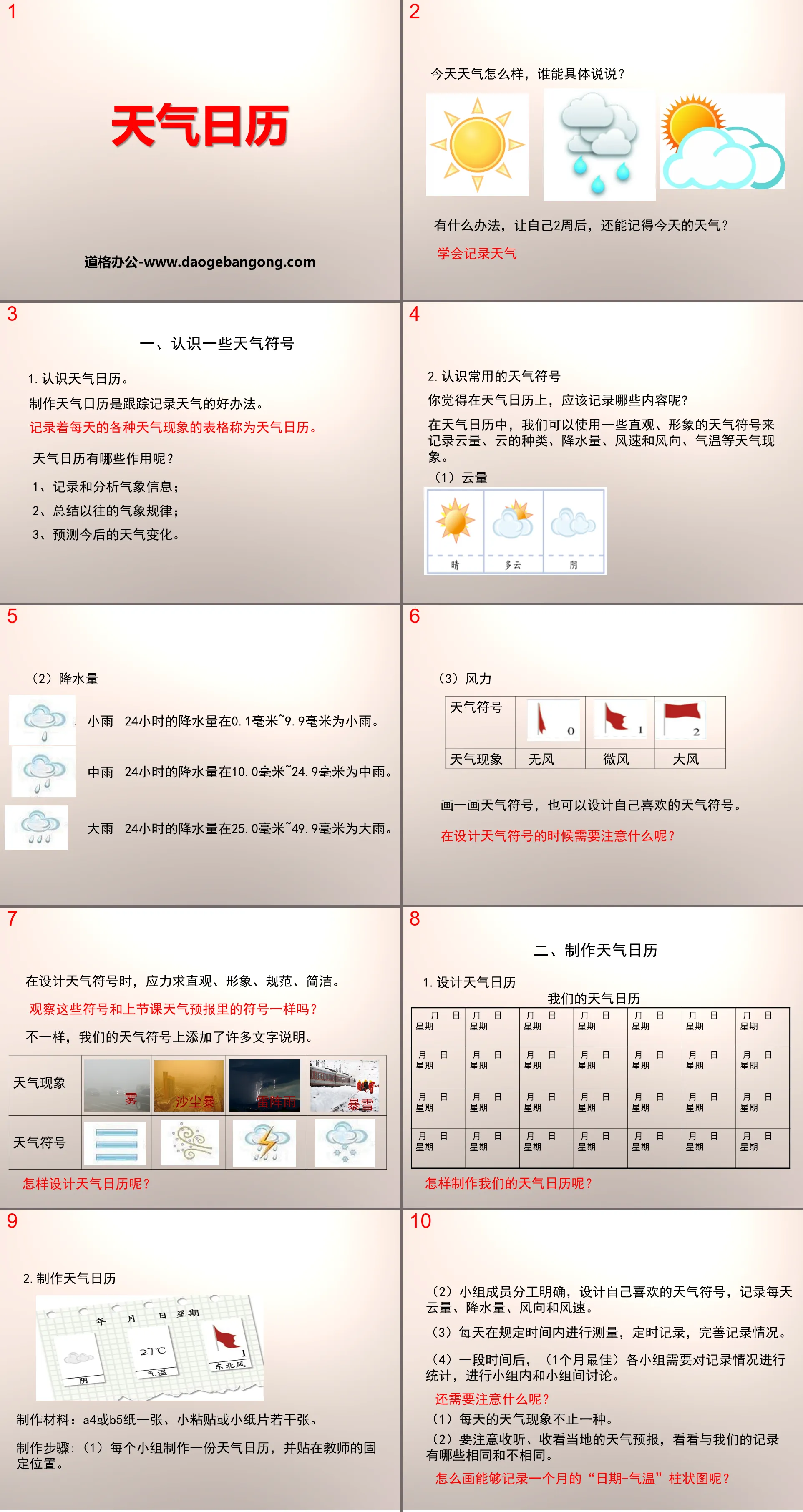 《天氣日曆》天氣PPT下載