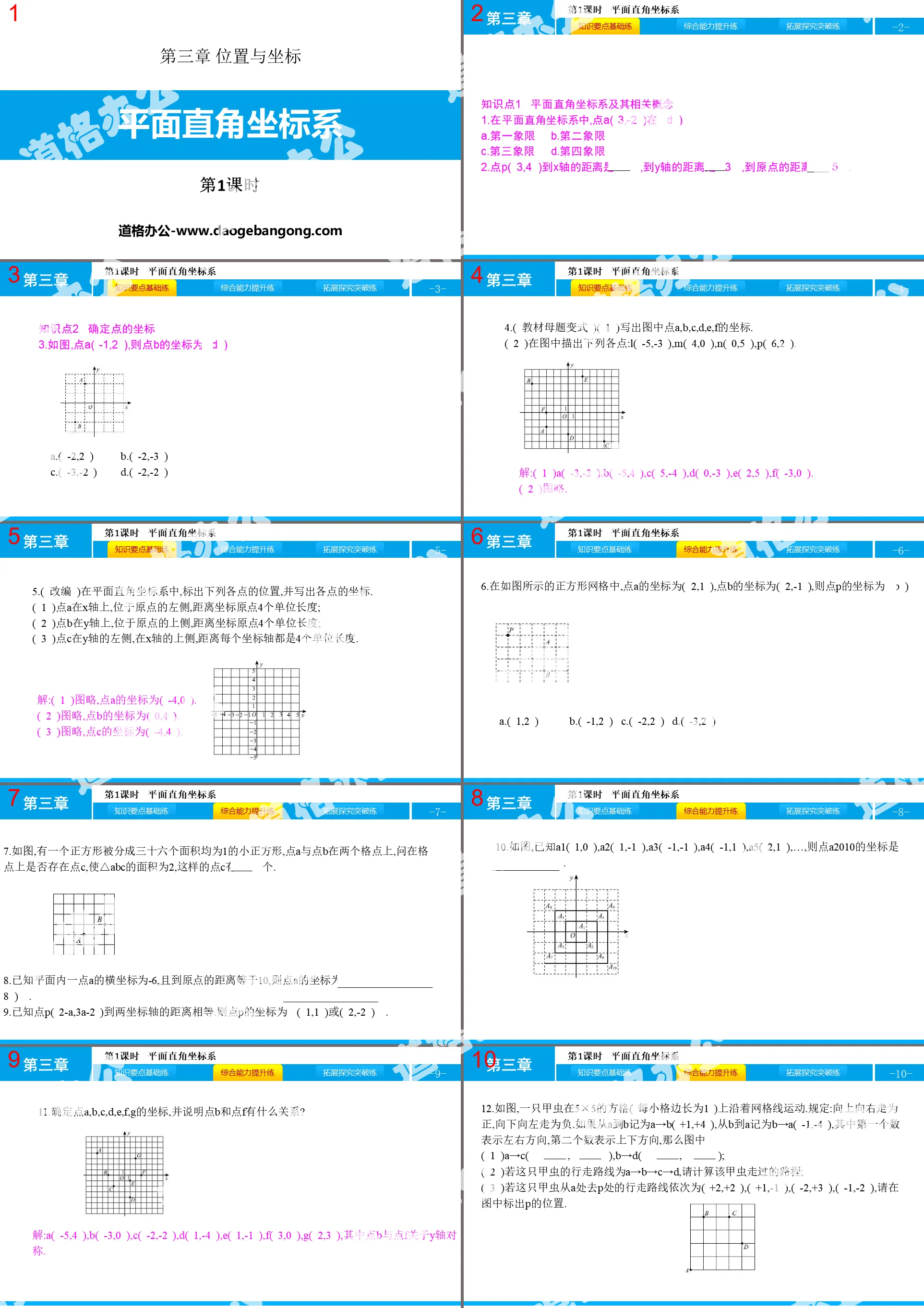 "Plane Cartesian Coordinate System" Position and Coordinate PPT Courseware (Lesson 1)