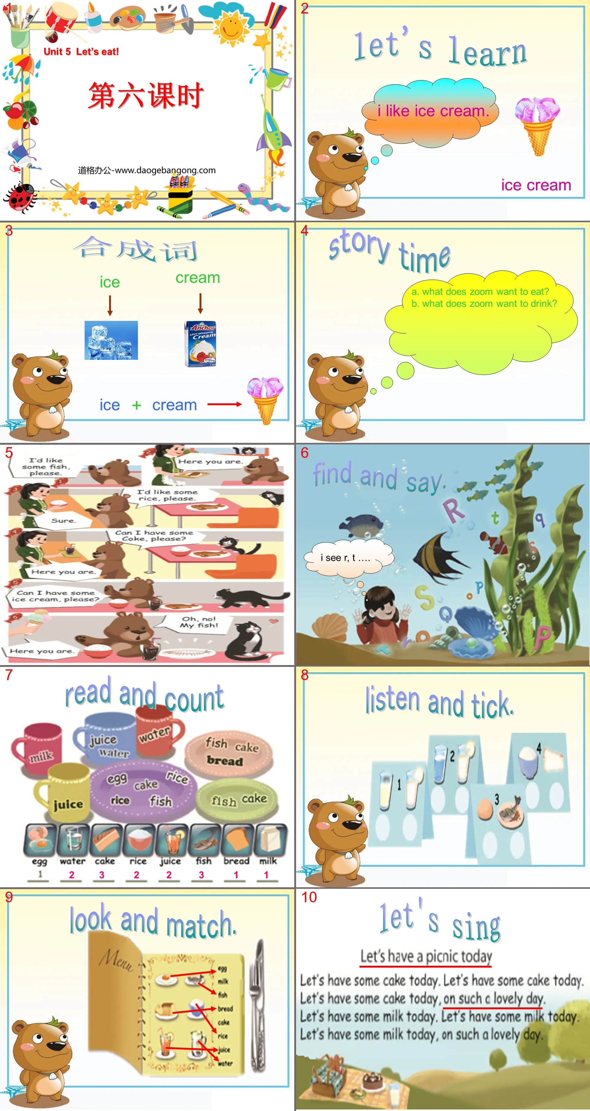 "Unit5 Let’s eat!" PPT courseware for the sixth lesson