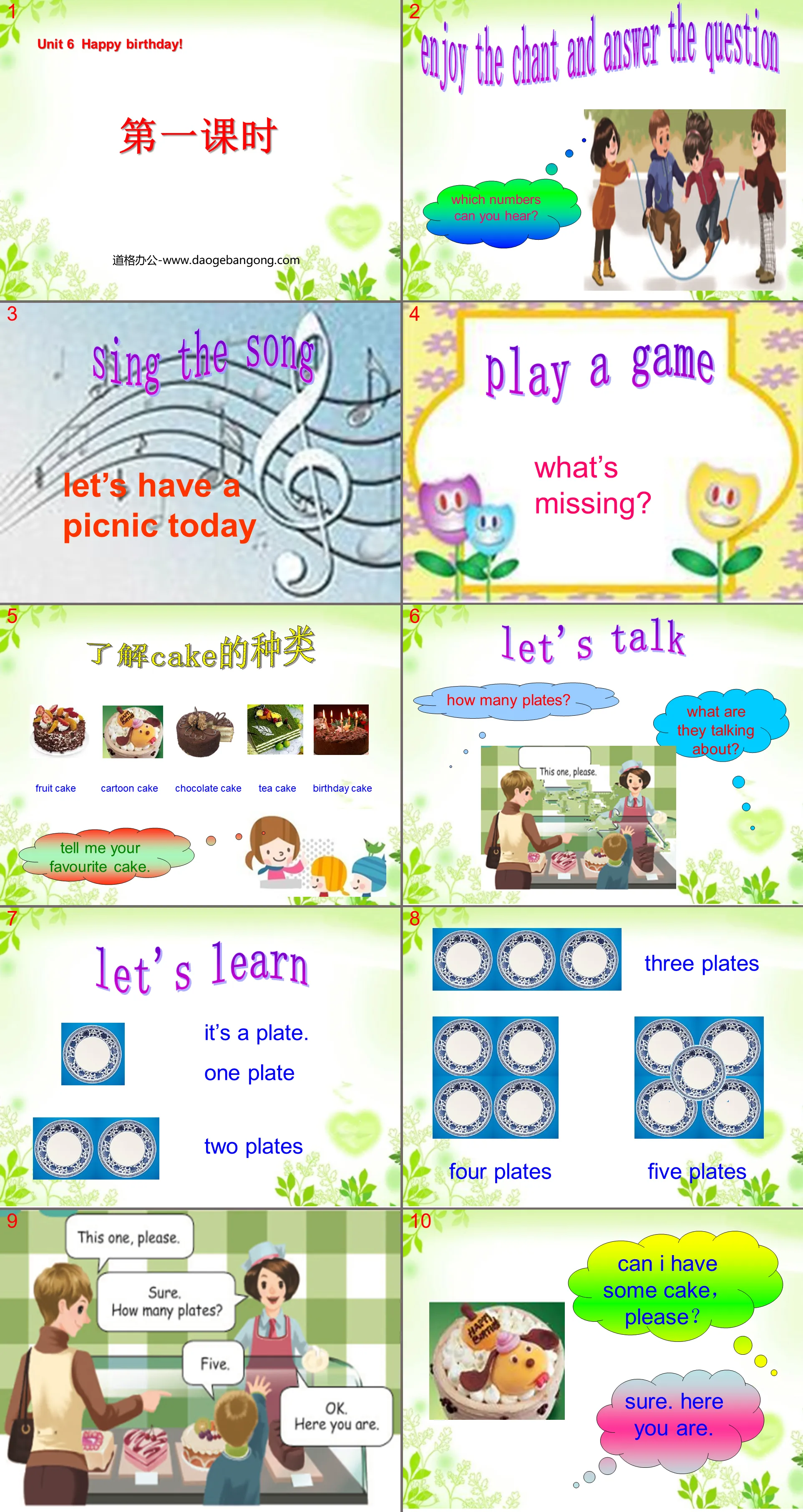 "Unit6 Happy birthday!" PPT courseware for the first lesson