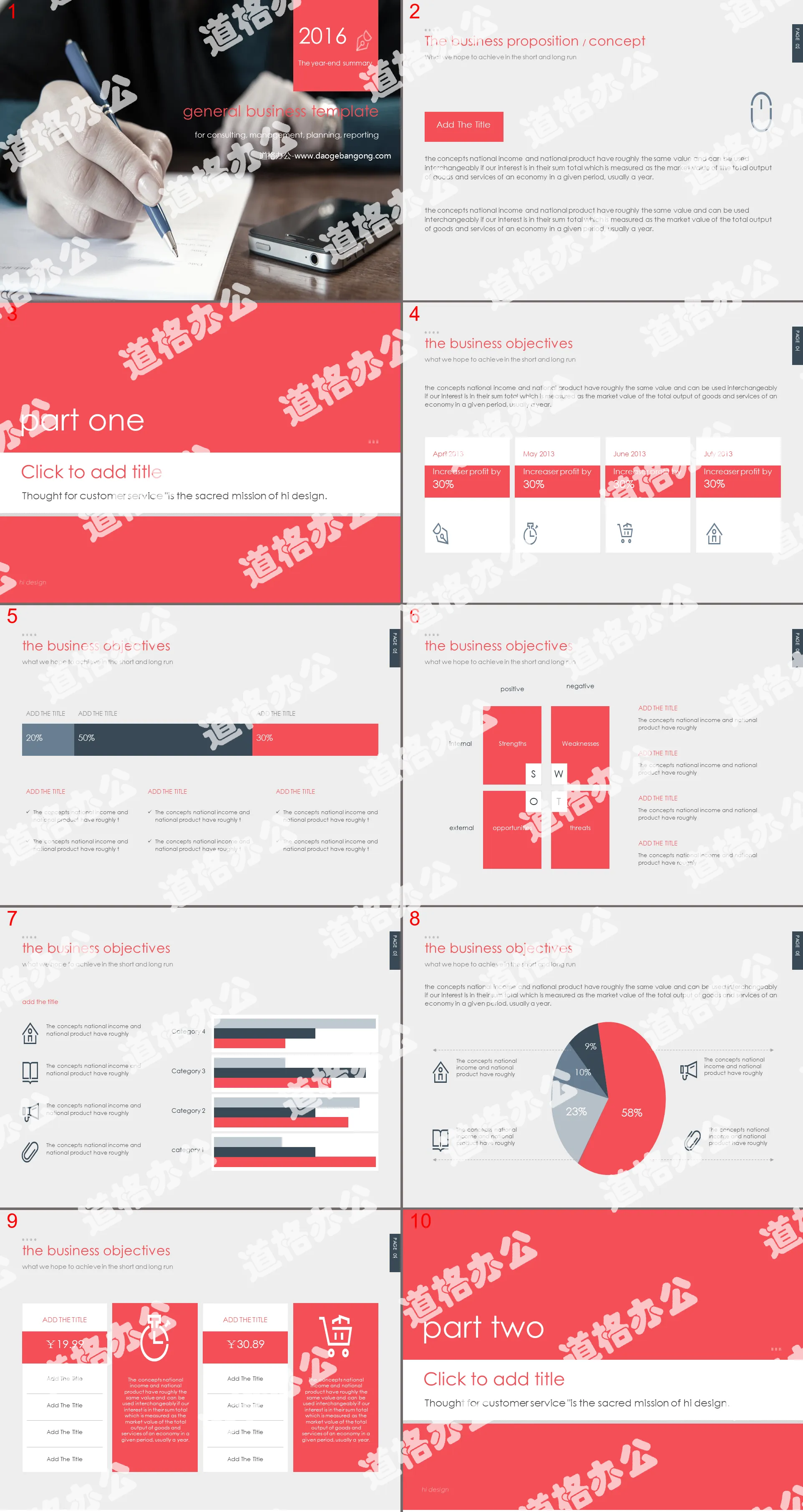 Dynamic practical business work summary PPT template