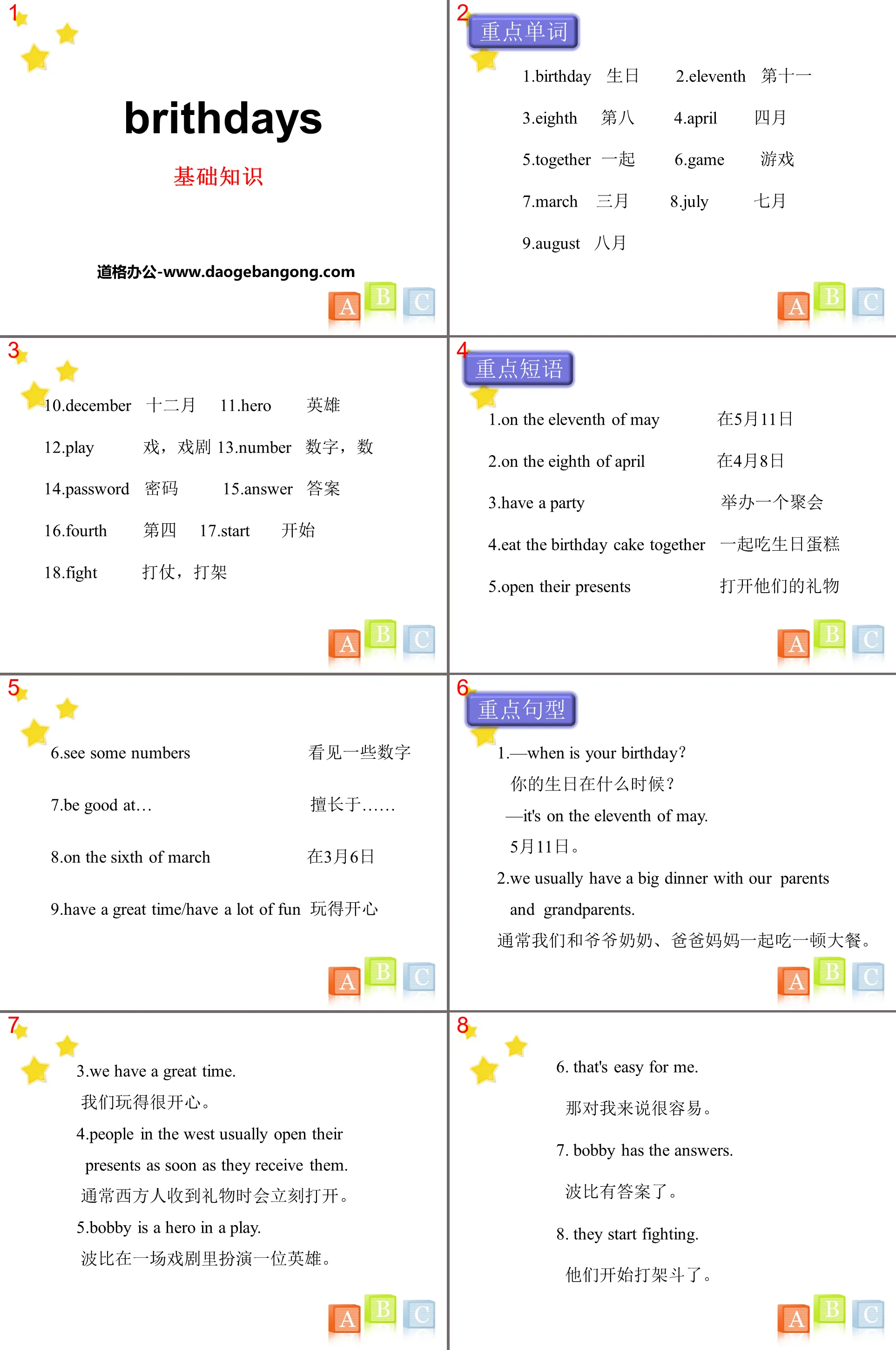 《Brithdays》基础知识PPT