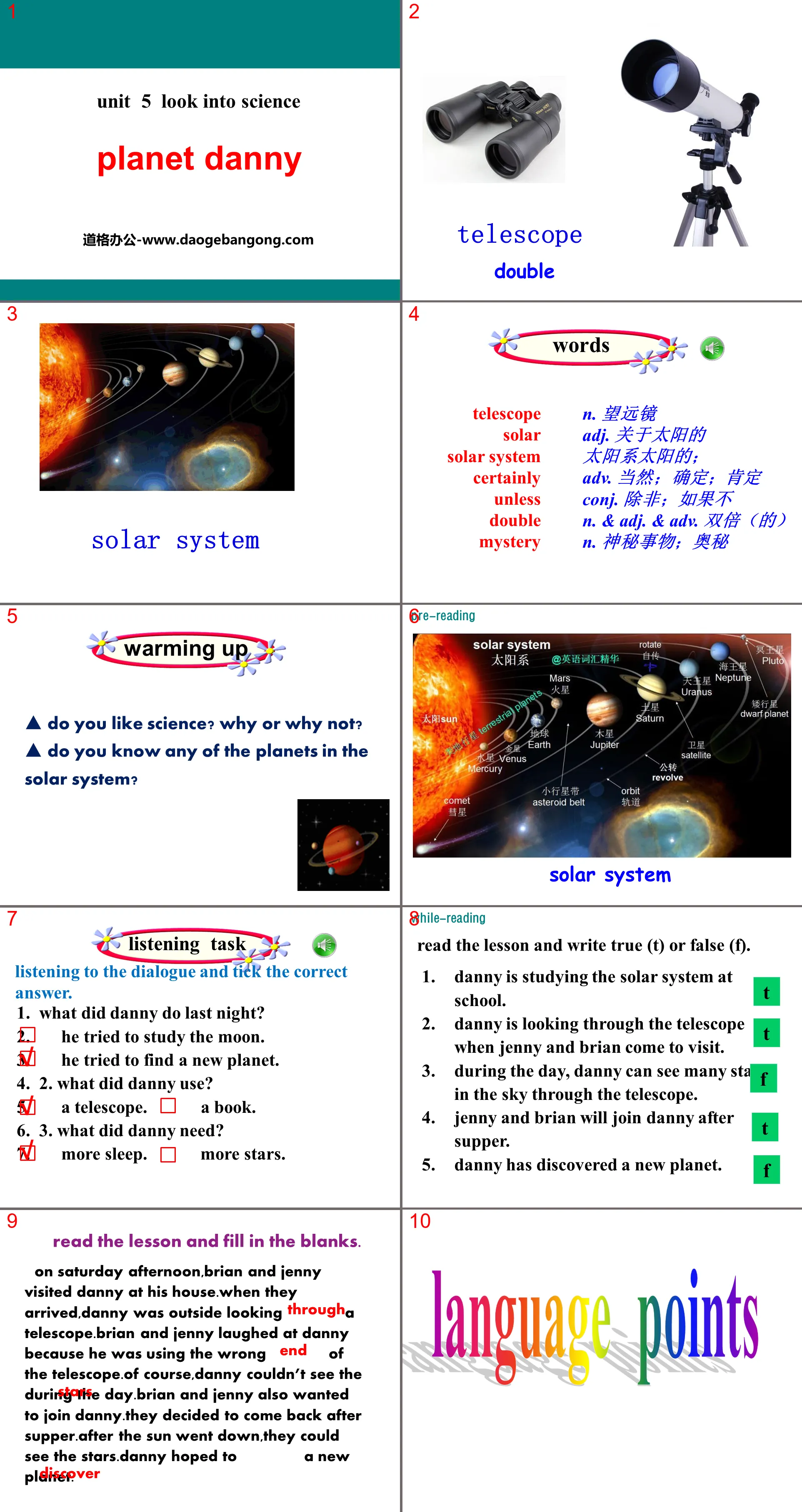 "Planet Danny" Look into Science! PPT courseware
