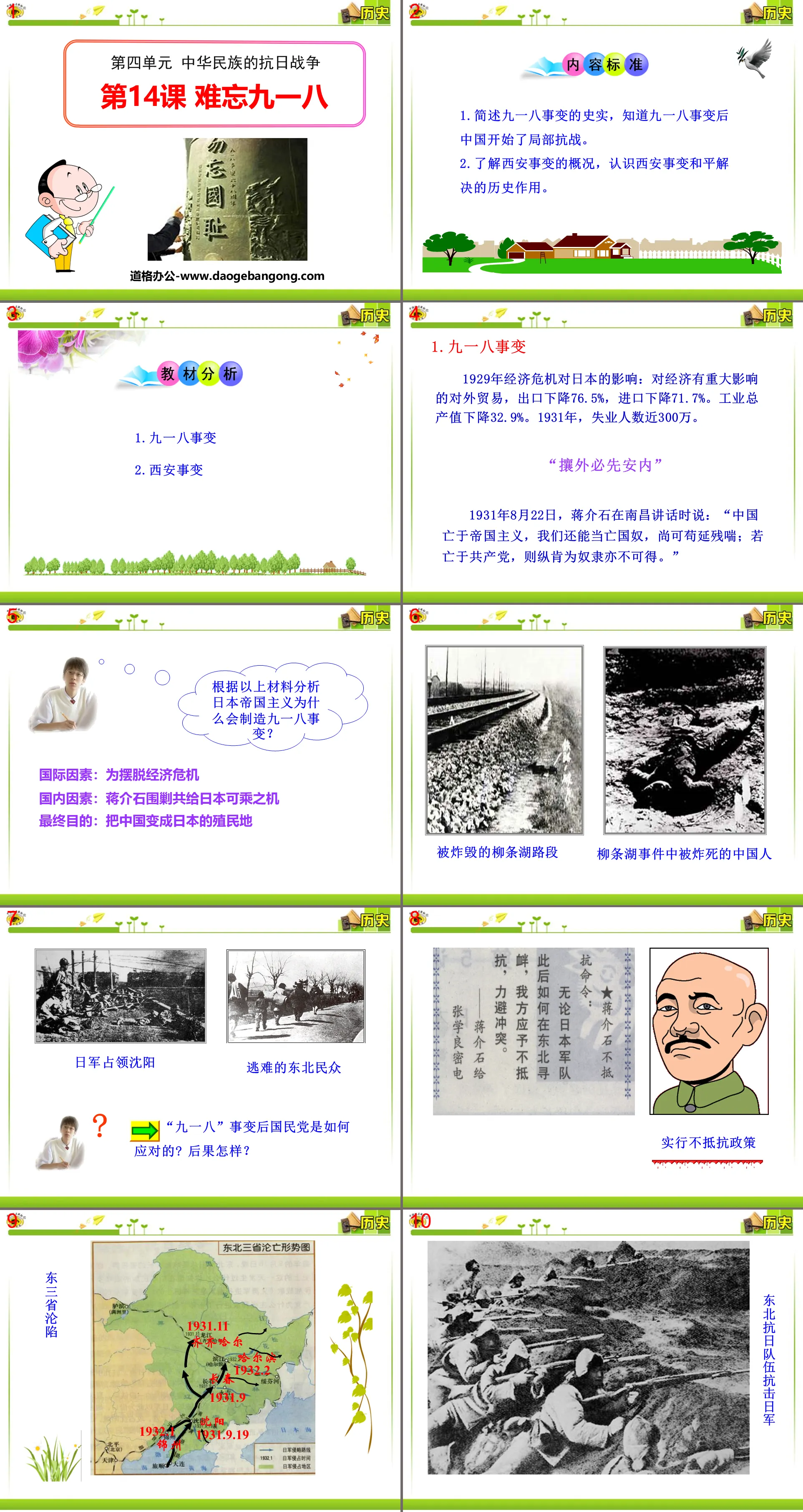 "Unforgettable September 18th" The Anti-Japanese War of the Chinese Nation PPT Courseware 5