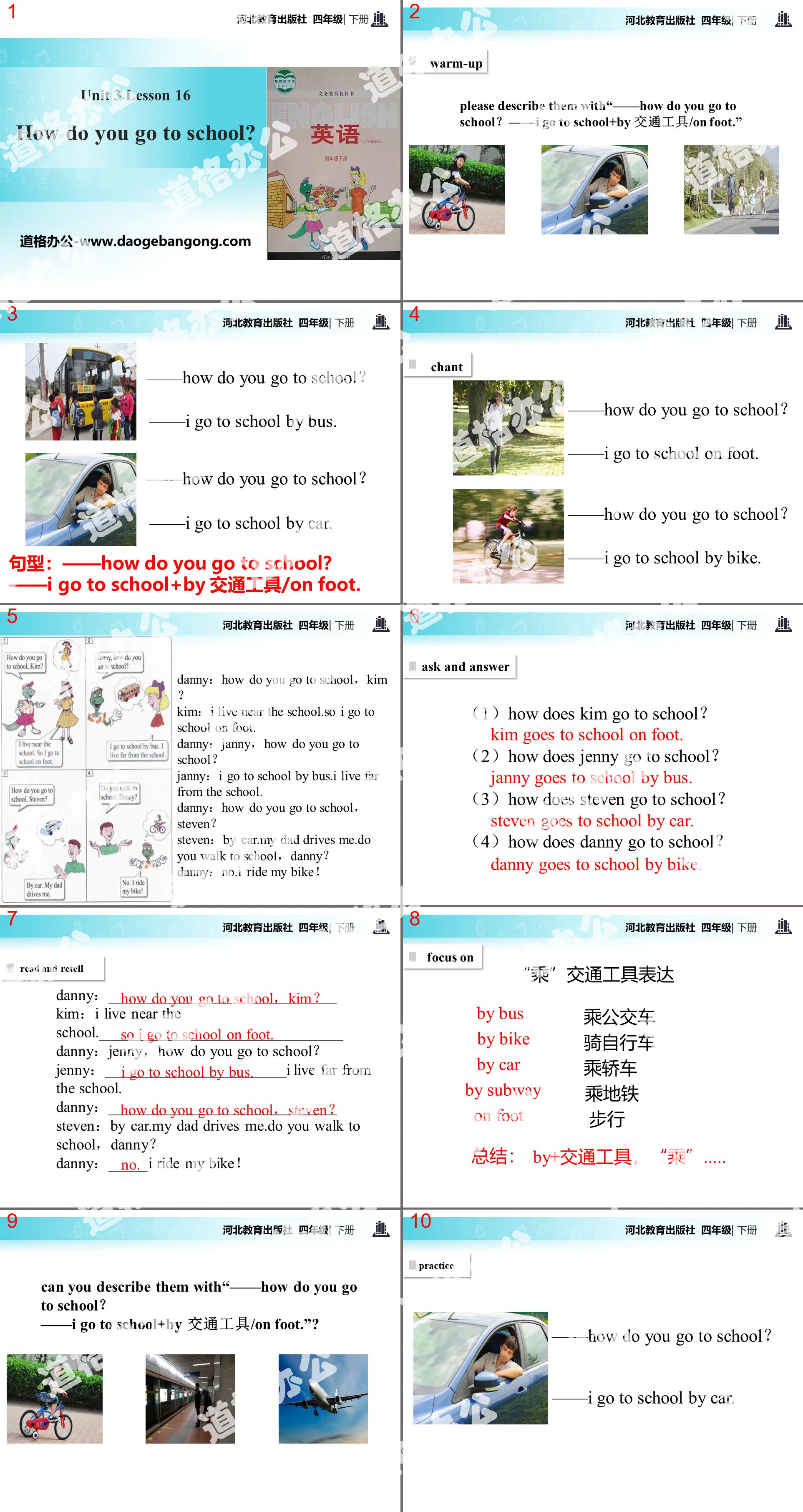 《How Do You Go to School?》All about Me PPT教學課件