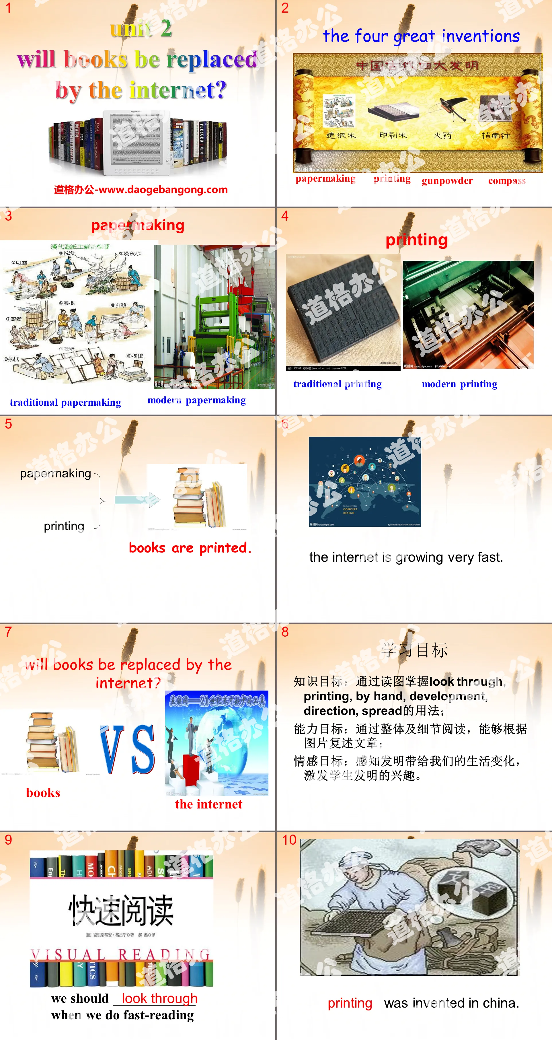 《Will books be replaced by the Internet?》Great inventions PPT課件2