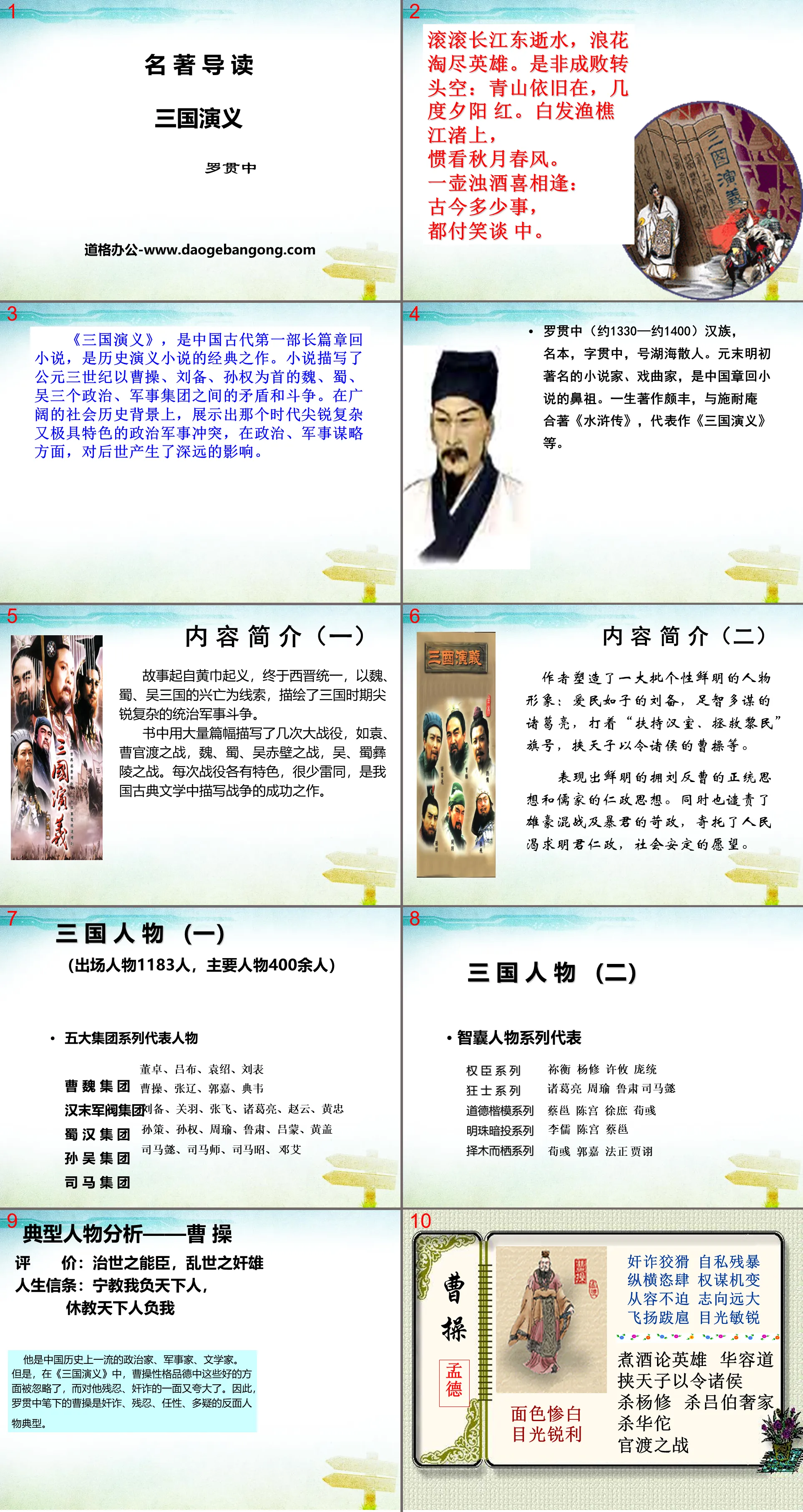 Introduction to the famous book "The Romance of the Three Kingdoms" PPT