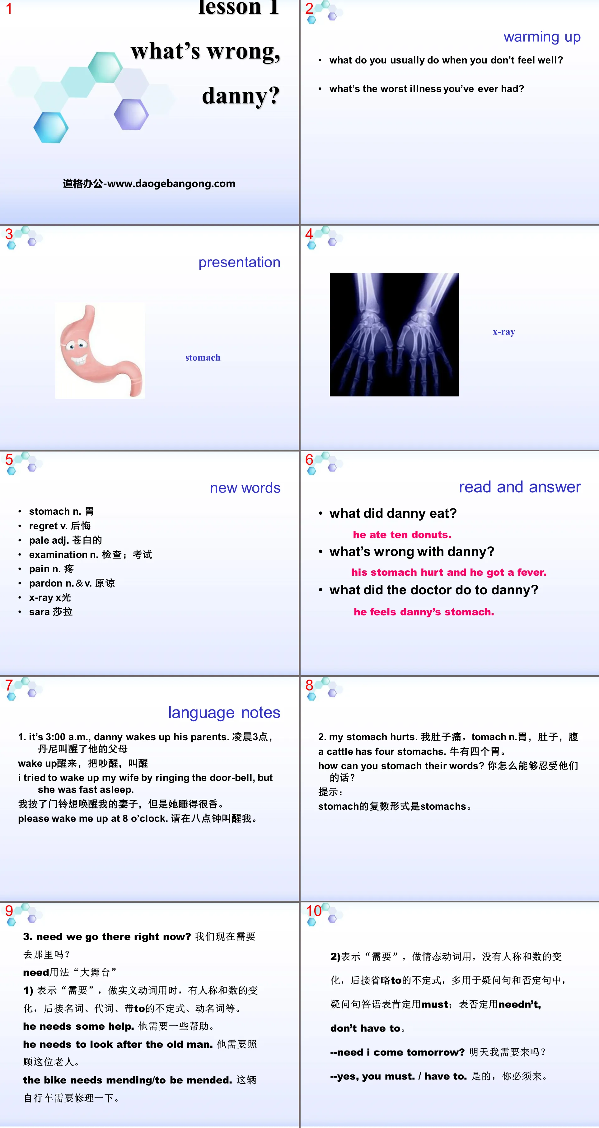 "What's wrong, Danny?" Stay healthy PPT teaching courseware