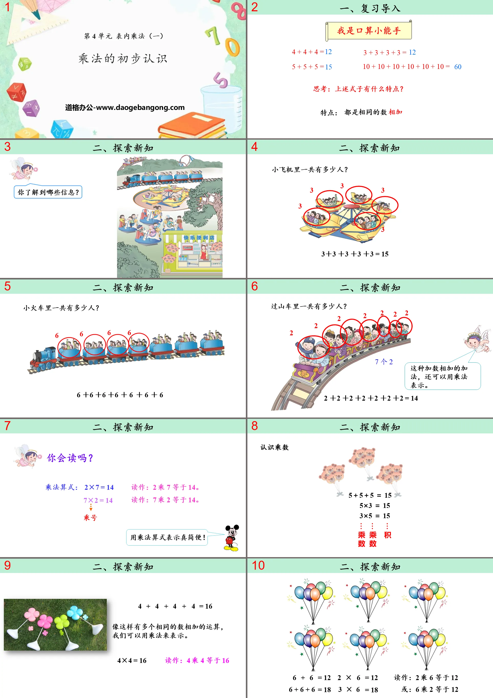 "Preliminary Understanding of Multiplication" Multiplication in Tables PPT