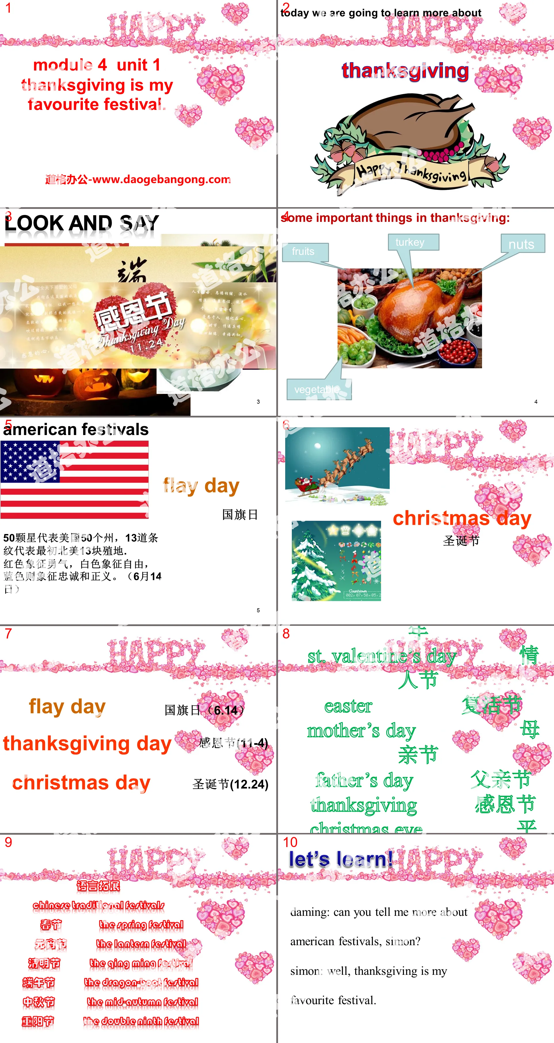 "Thanksgiving is my favorite festival" PPT courseware