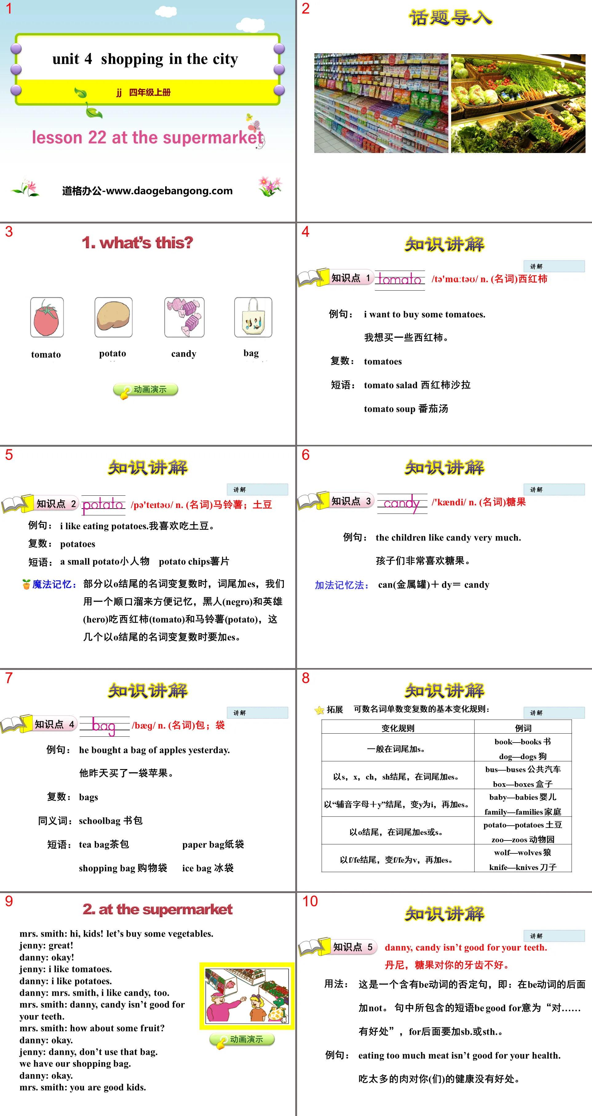 "At the Supermarket" Shopping in the City PPT courseware