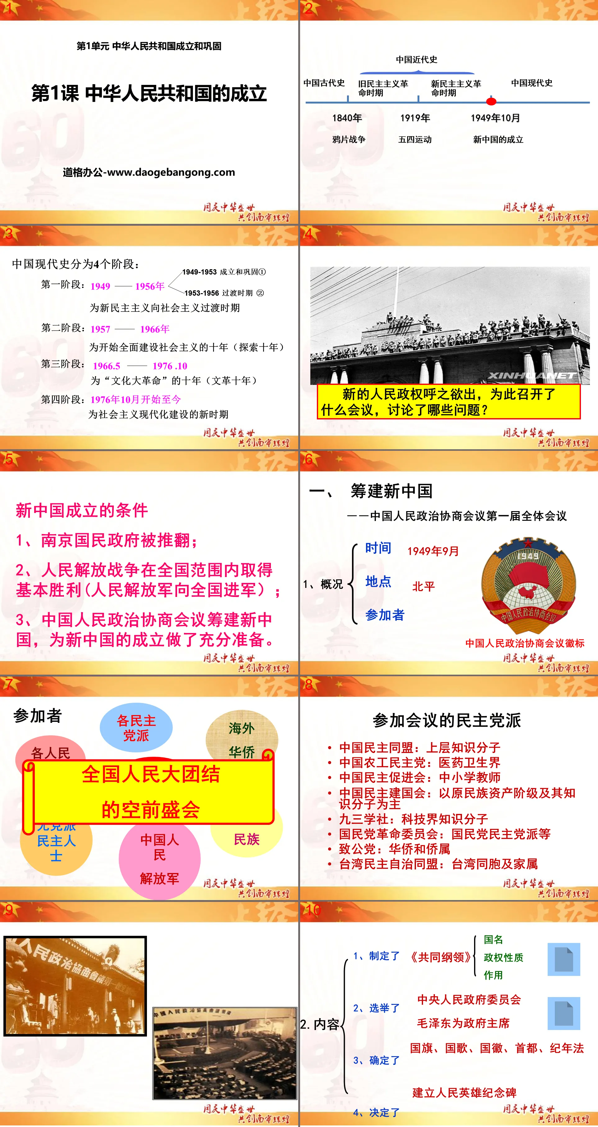 《中华人民共和国的成立》中华人民共和国成立和巩固PPT课件
