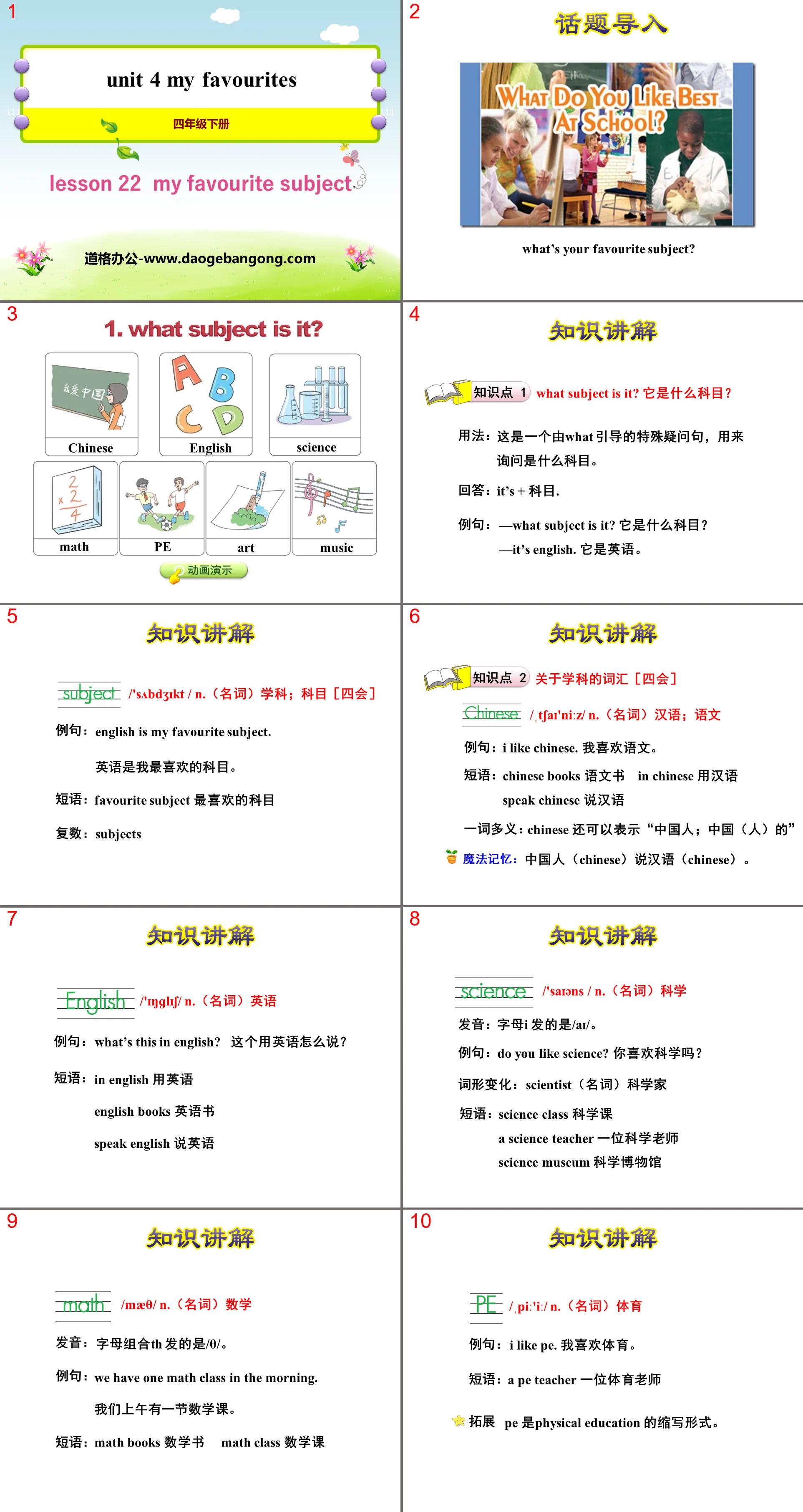 《My Favourite Subject》My Favourites PPT课件