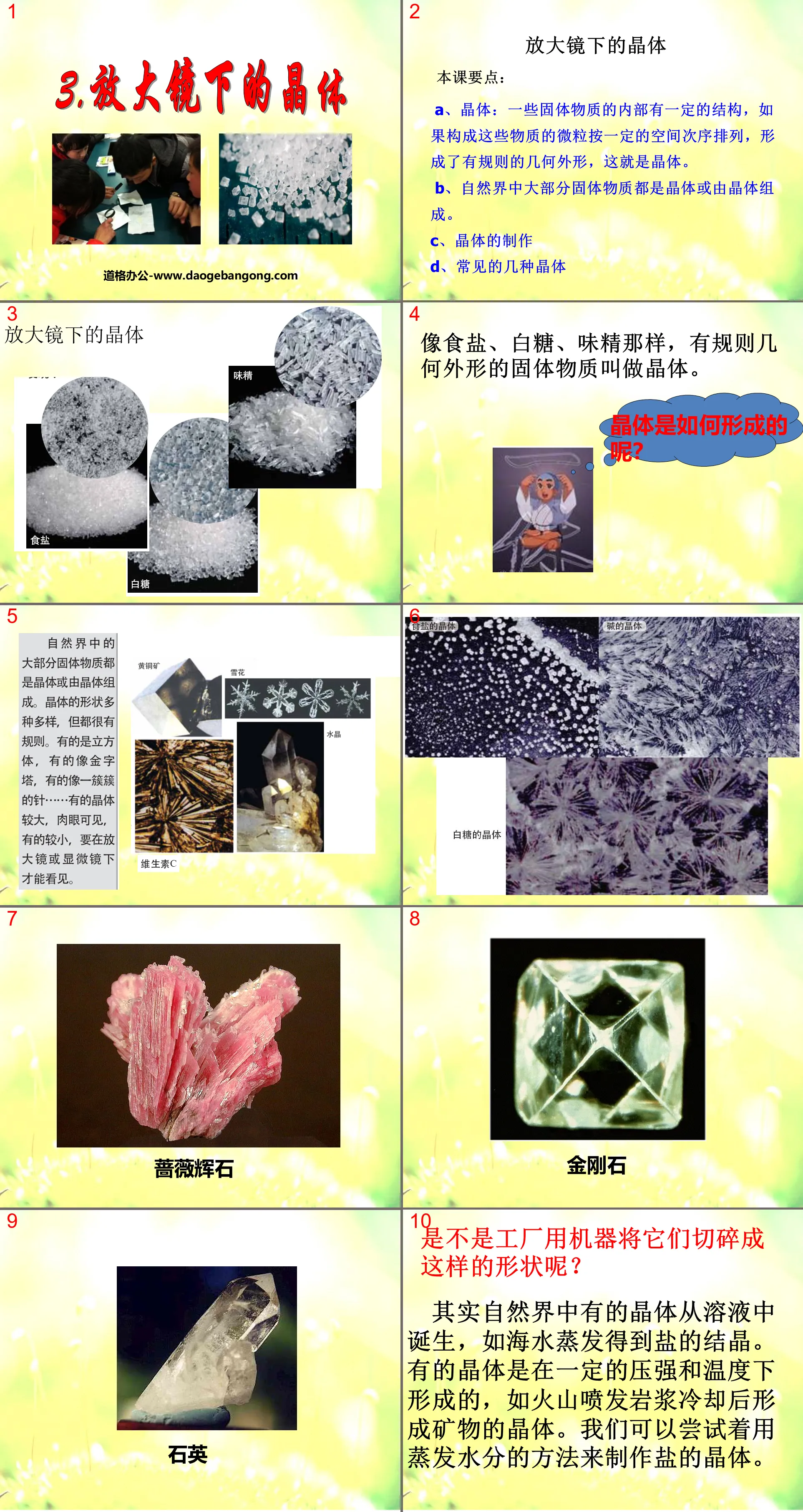 "Crystals under a Magnifying Glass" Micro World PPT Courseware