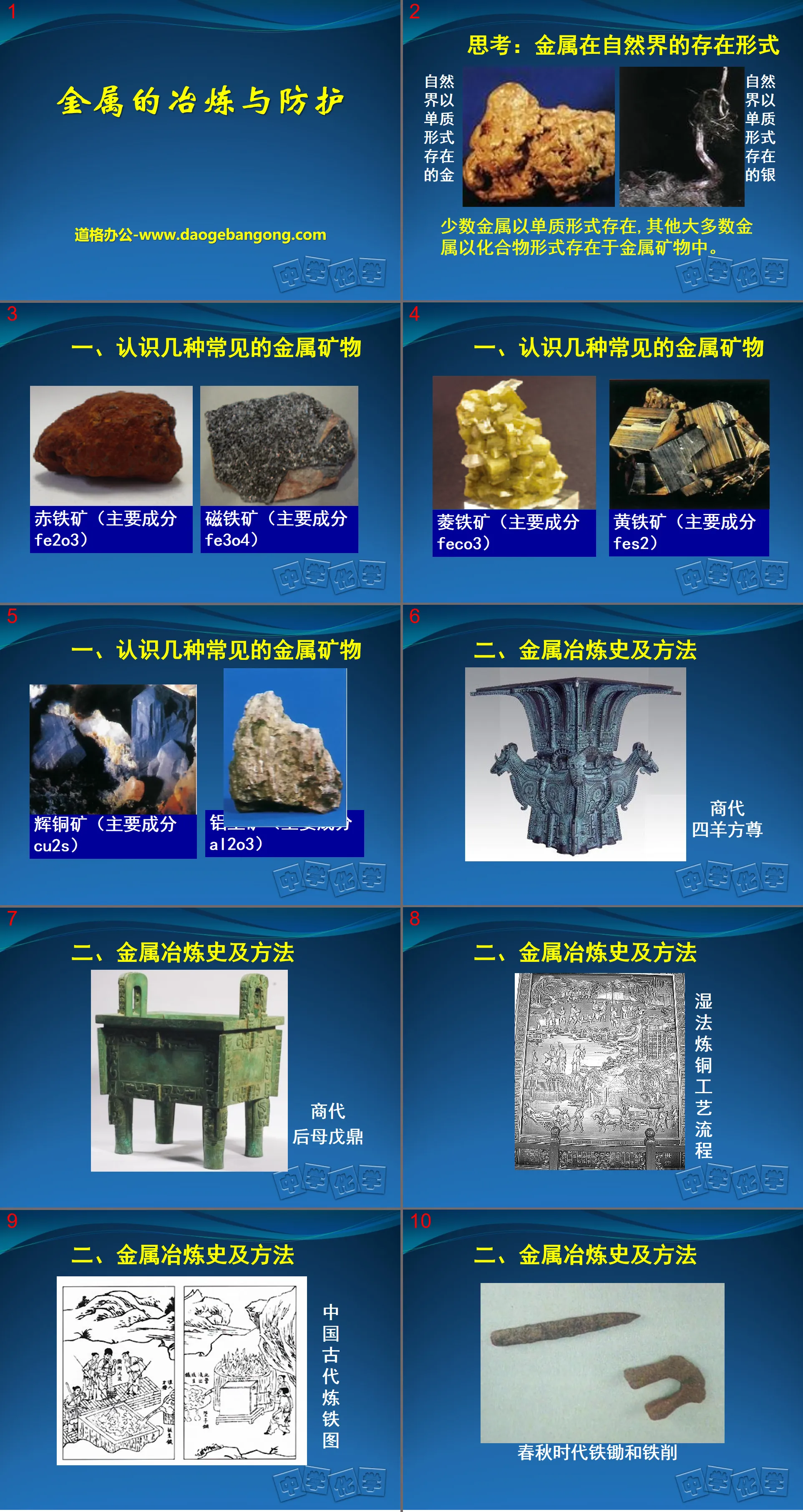 "Smelting and Protection of Metals" Metal PPT Courseware