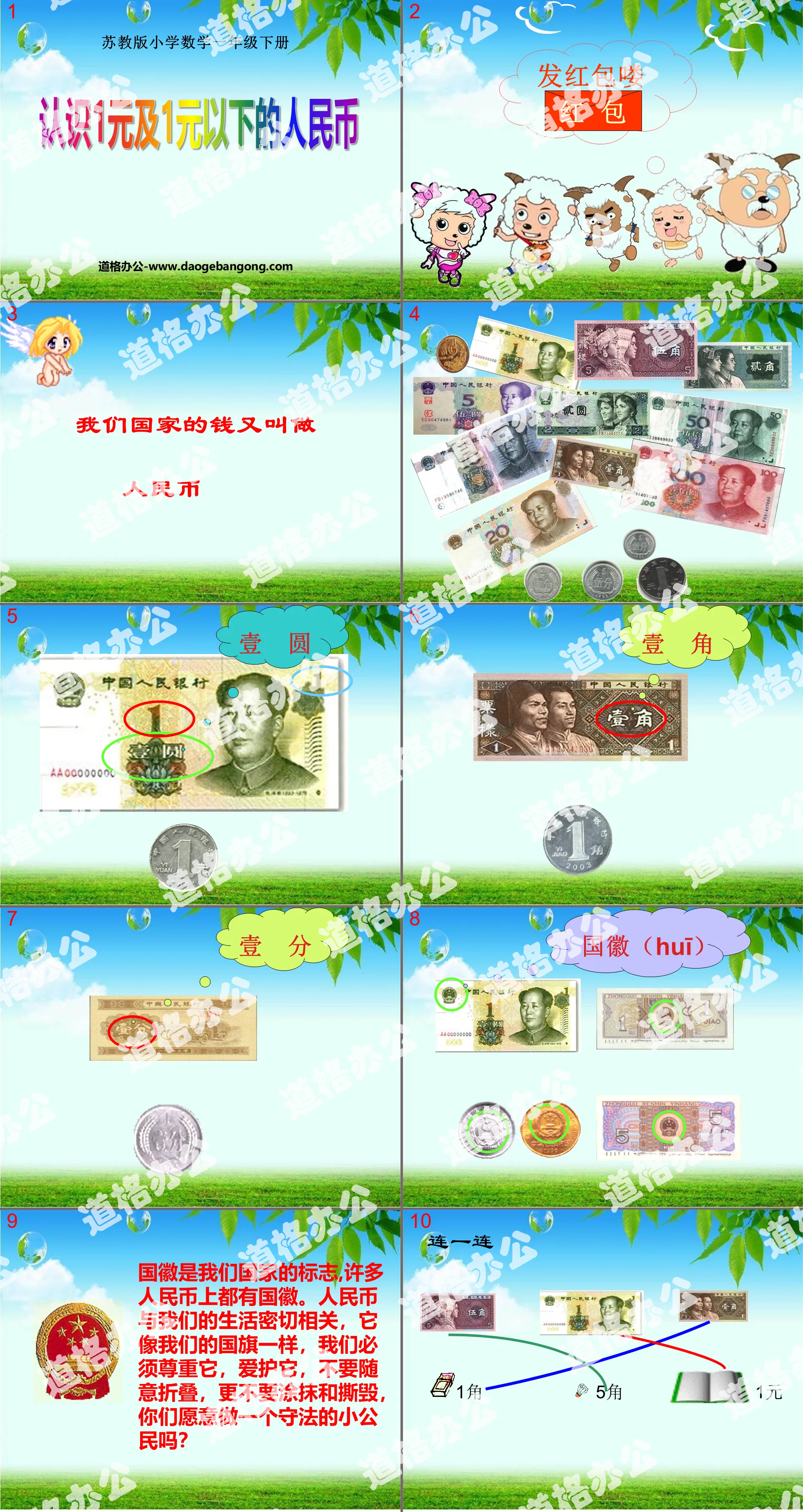 "Understanding RMB 1 Yuan and Below" Yuanjiaofen PPT Courseware 2