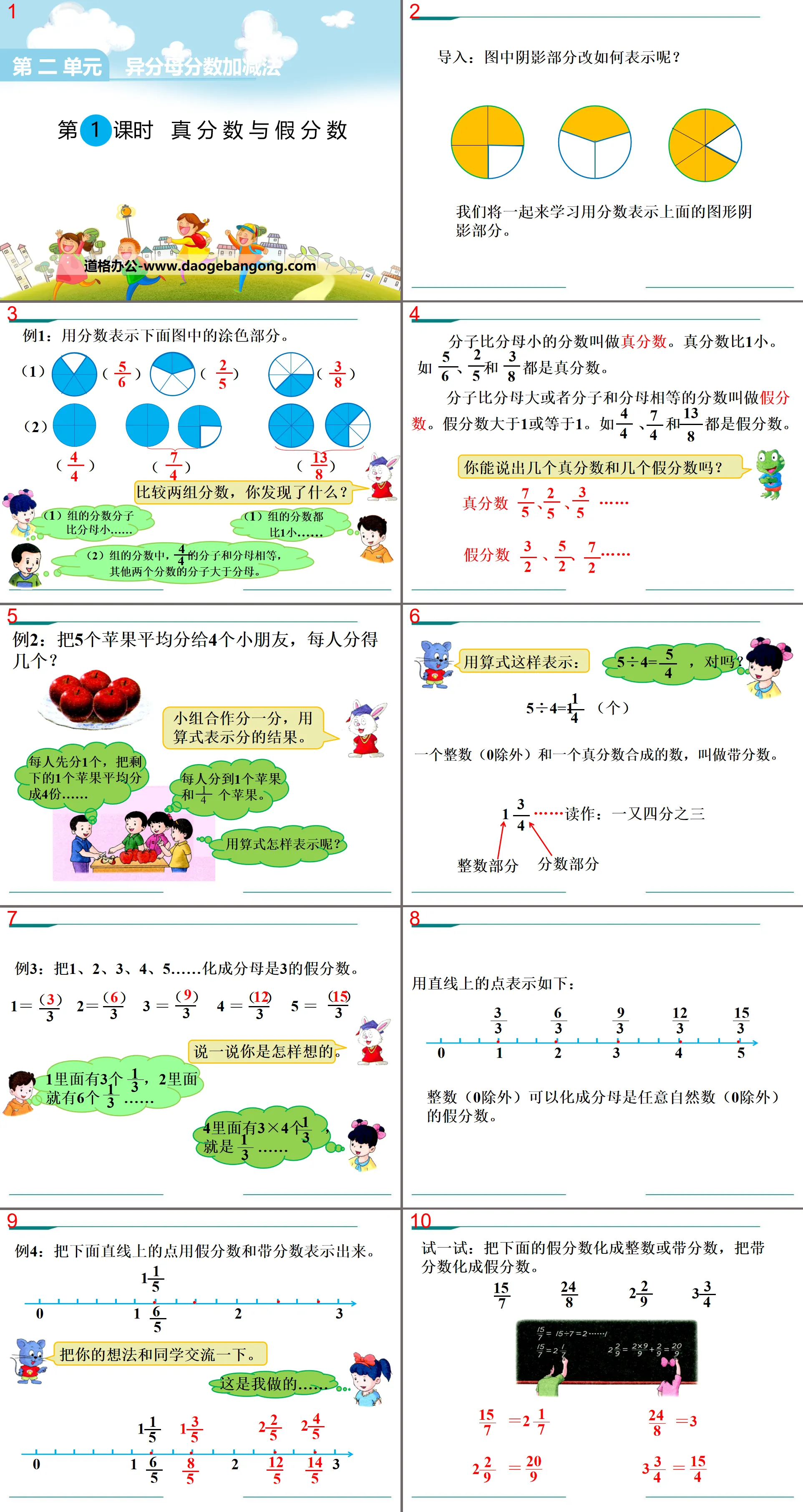 《真分數與假分數》PPT