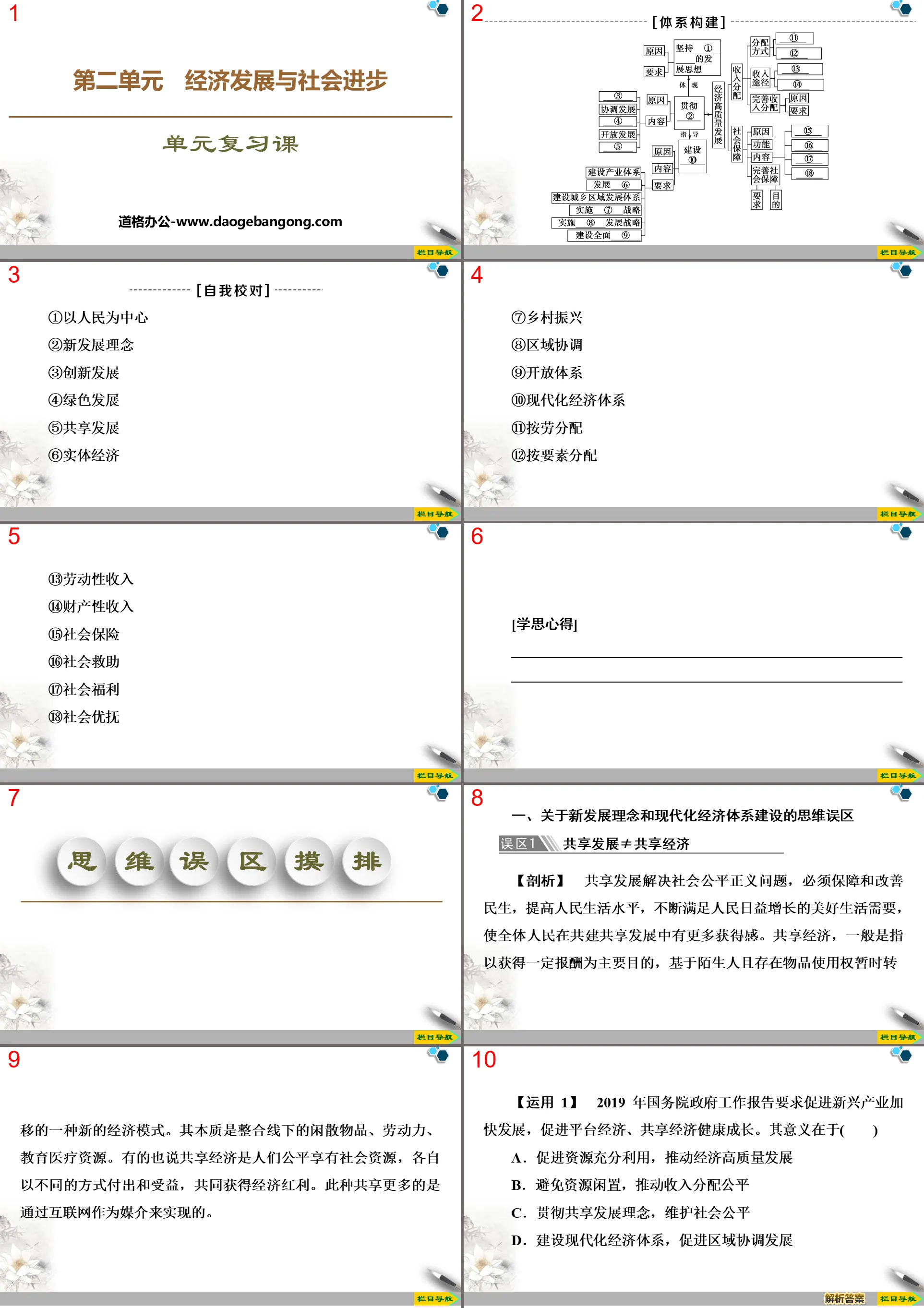 《单元复习课》经济发展与社会进步PPT