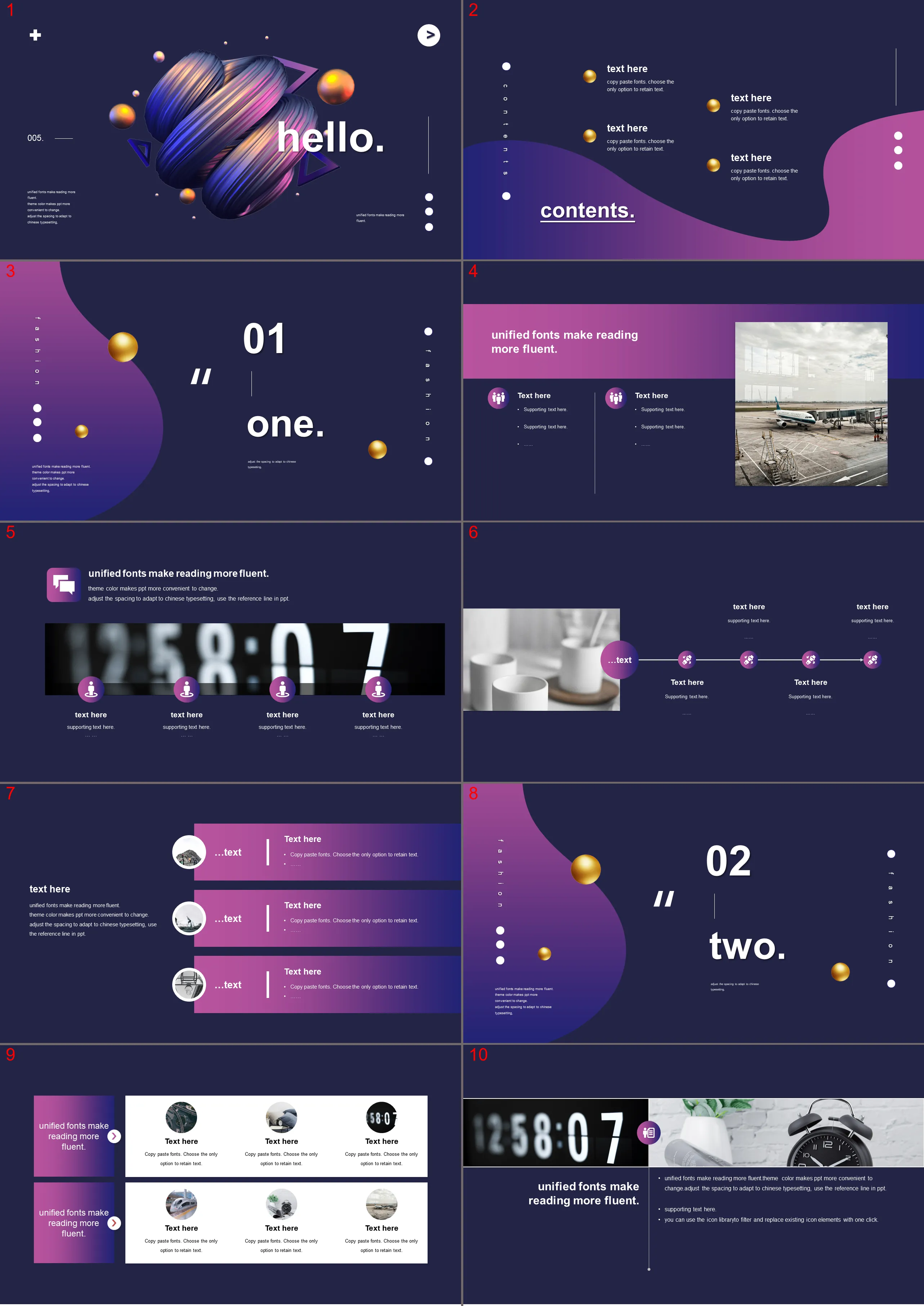 Purple abstract three-dimensional European and American business PPT template download