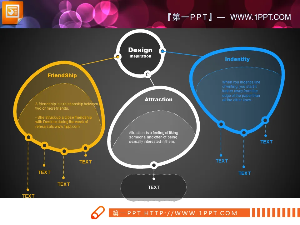 Diffusion relationship PPT charts outlined by two simple lines