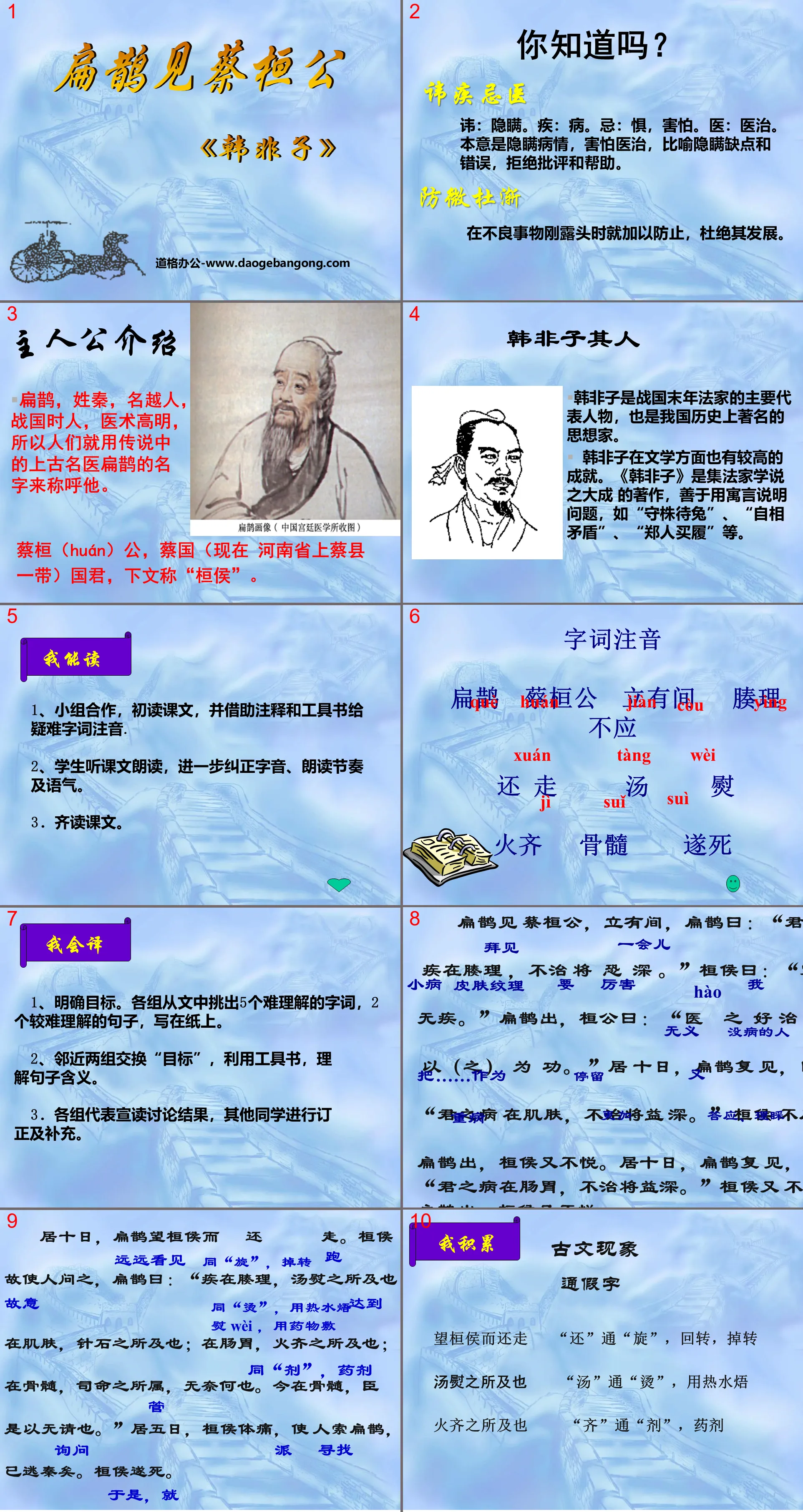 "Bian Que meets Duke Huan of Cai" PPT courseware 2